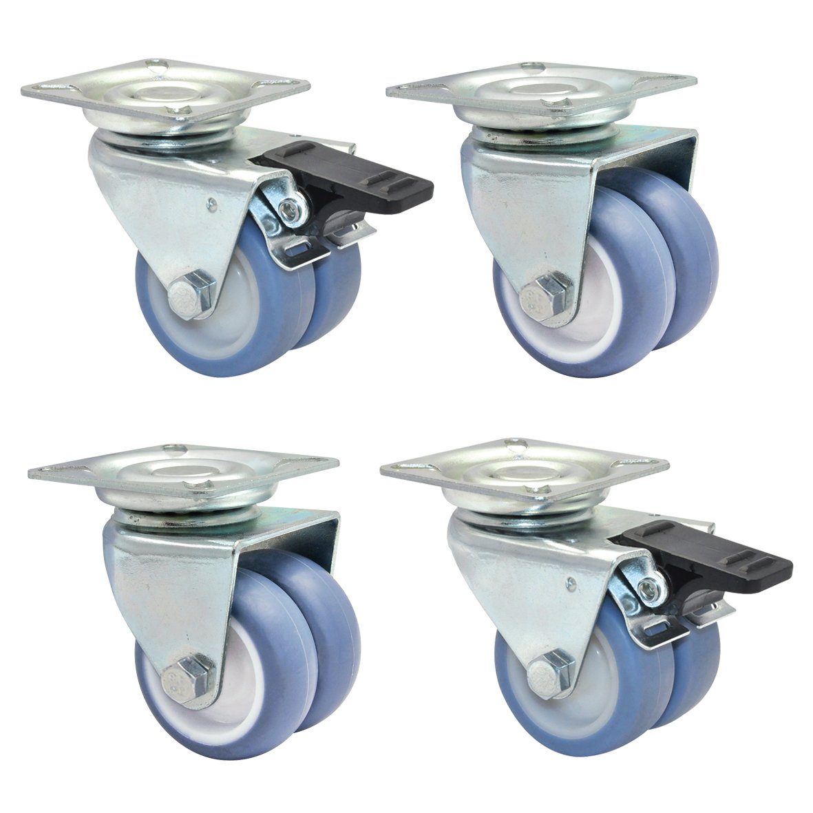 WAGNER design yourself Doppelrolle Strandkorbrollen 4tlg. Set / Doppelrollen / Möbelrollen - ULTRASOFT - Durchmesser Ø 50 mm, 2 mit und 2 ohne Feststeller, Tragkraft 300 kg / Set