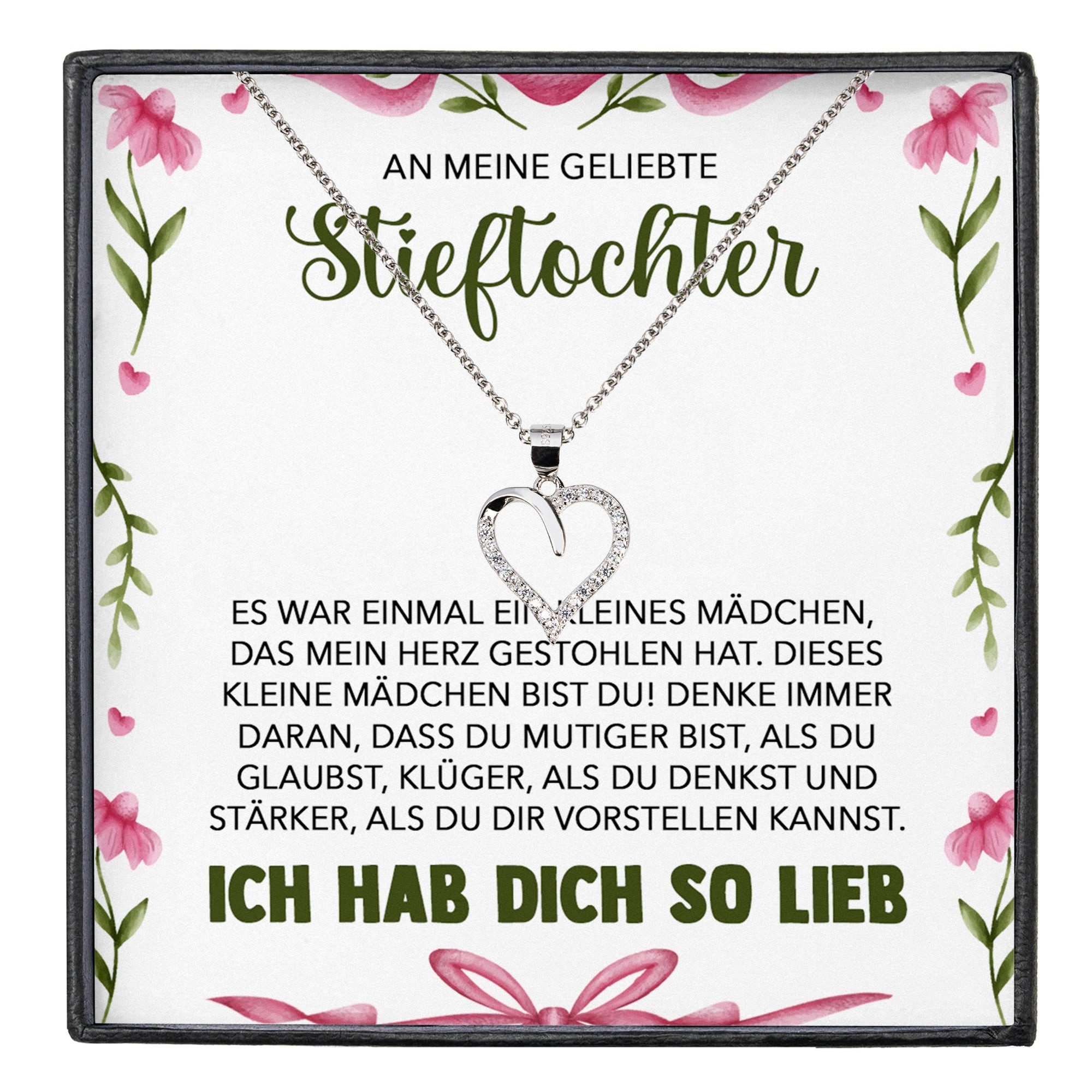 Schmuckset Stieftochter Geschenk Bonus-Tochter Mädchen Herz Halskette Frauen