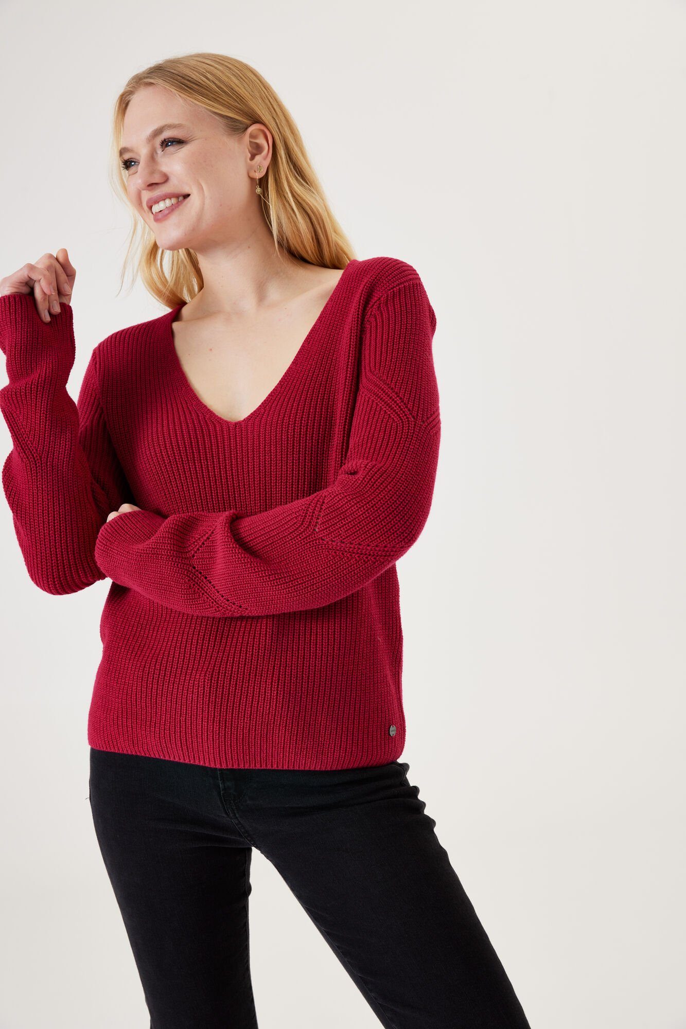 pink V-Ausschnitt-Pullover cherry Garcia