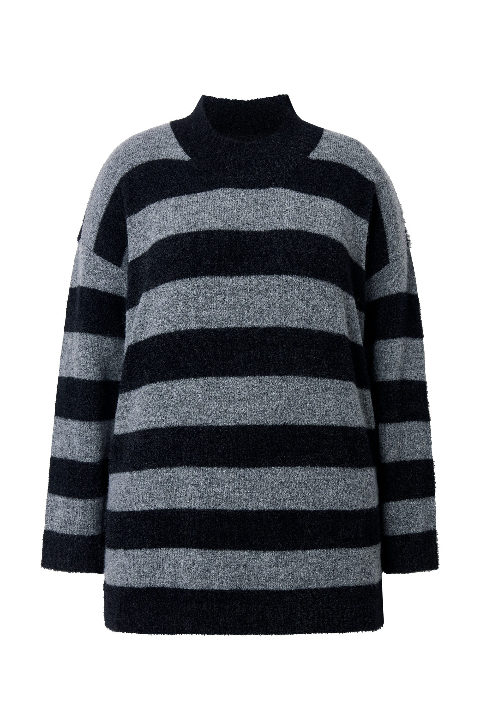Ulla Popken Strickpullover Pullover Streifen Stehkragen günstig online kaufen