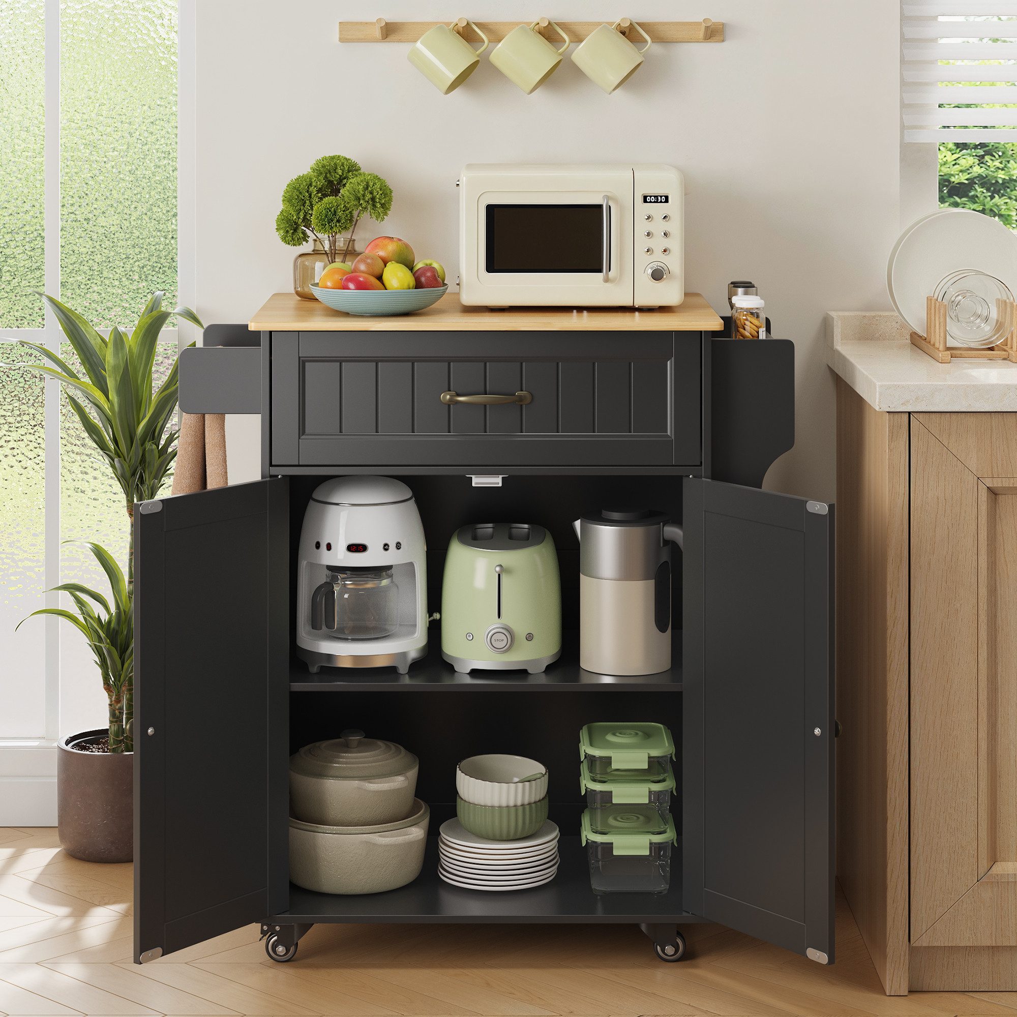 Bealife Küchenwagen,Küchenwagen auf Rädern, mit Handtuchhalter, Arbeitsplat günstig online kaufen