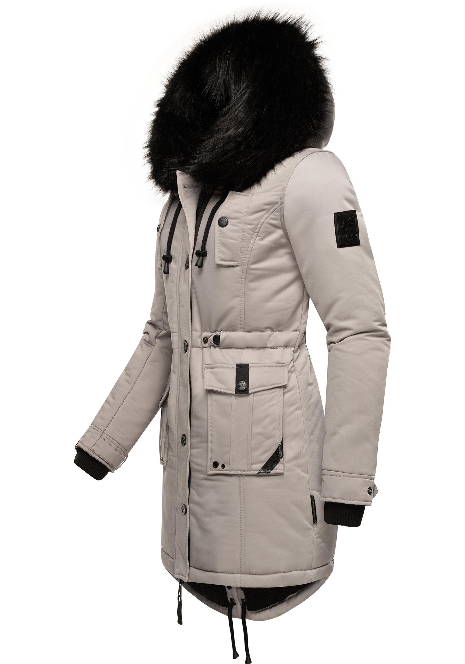 Navahoo Wintermantel Luluna Prc edler Parka mit großer Kunstfellkapuze