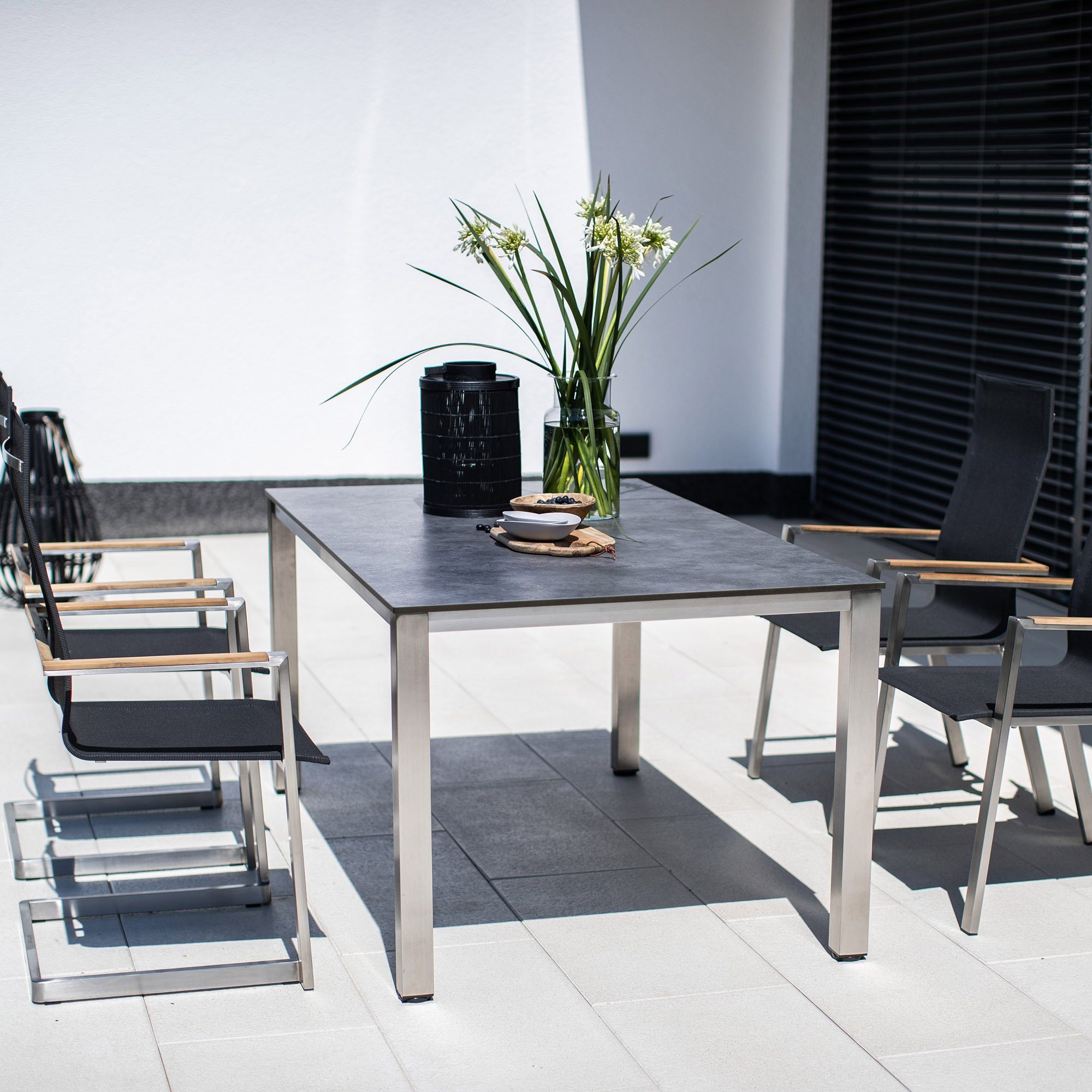 KETTLER Gartenlounge-Sessel Kettler SENSE Stapelsessel Freischwinger Edelstahl - Teak