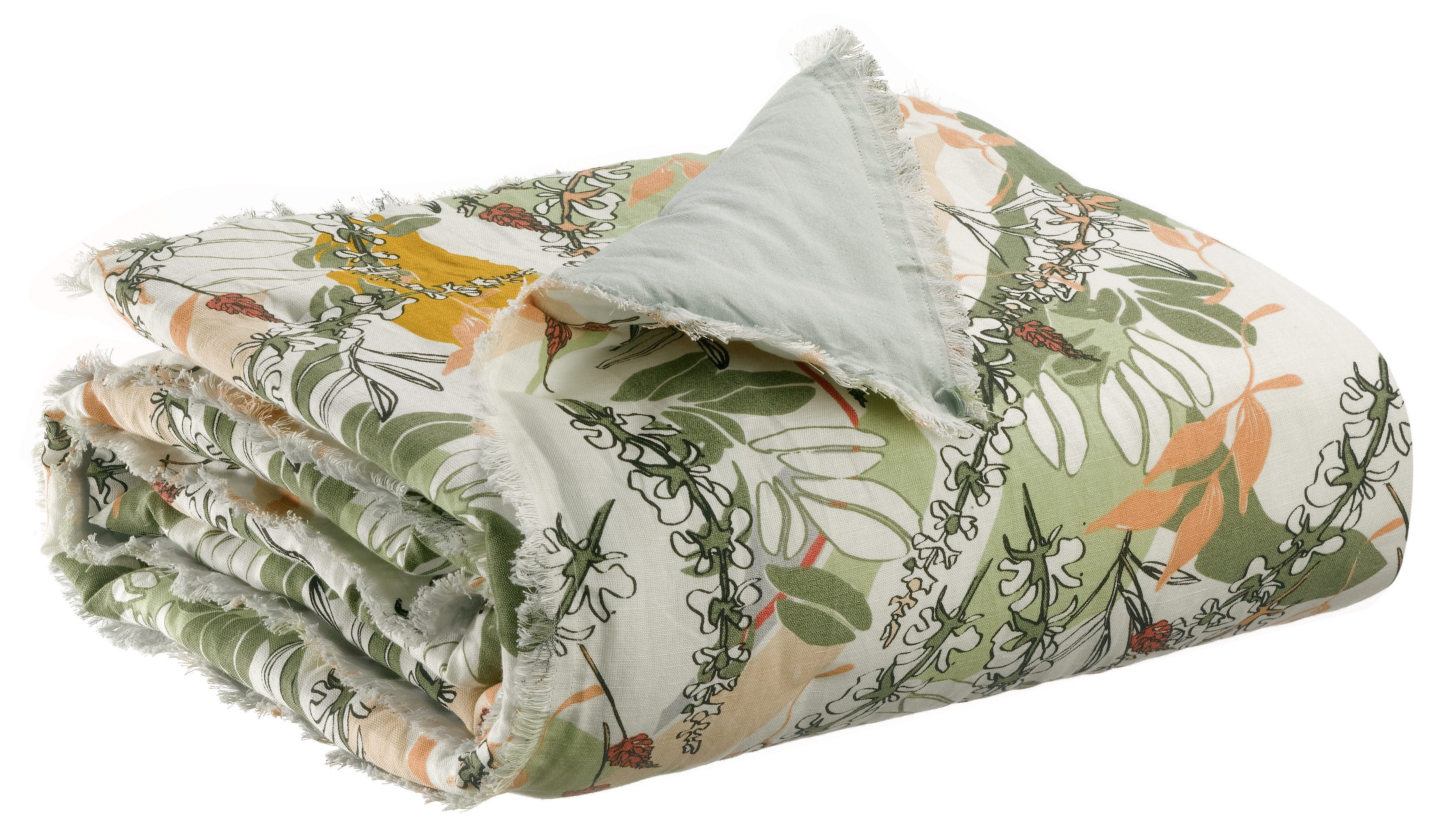 Wohndecke hochwertige Decke aus 50% Leinen/50% Baumwolle, Vivaraise, leicht gesteppt, Rückseite 100% Baumwolle, 135x200cm