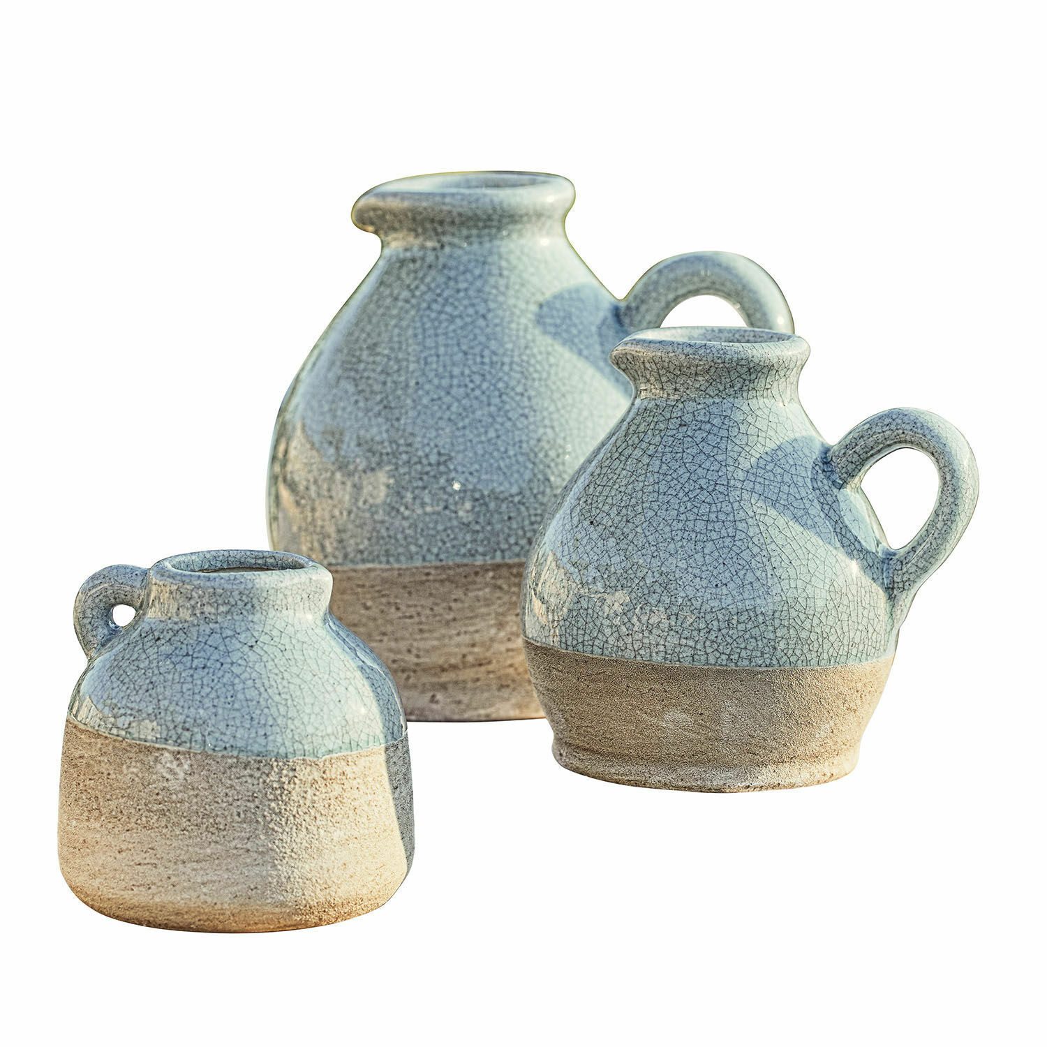 Mirabeau Übertopf Vase 3er Set Lezíria hellblau