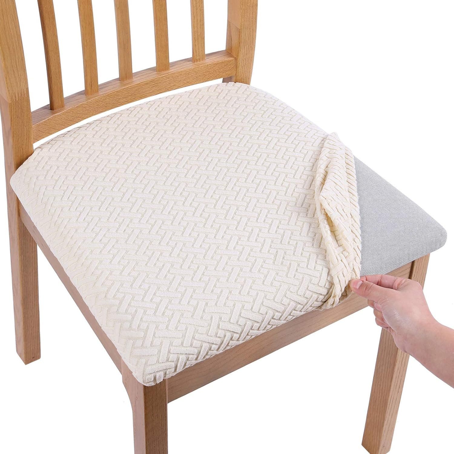 TUWENA Stuhlbezug Stretch Bezug für Stühle Sitzbezüge für Esszimmerstühle Abwaschbar, 2-er Set, Sitzkissenbreite: 36-46cm
