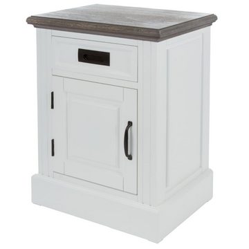 LebensWohnArt Kommode Edle Landhaus Kommode CHALET 64cm weiss-braun Nachtschrank