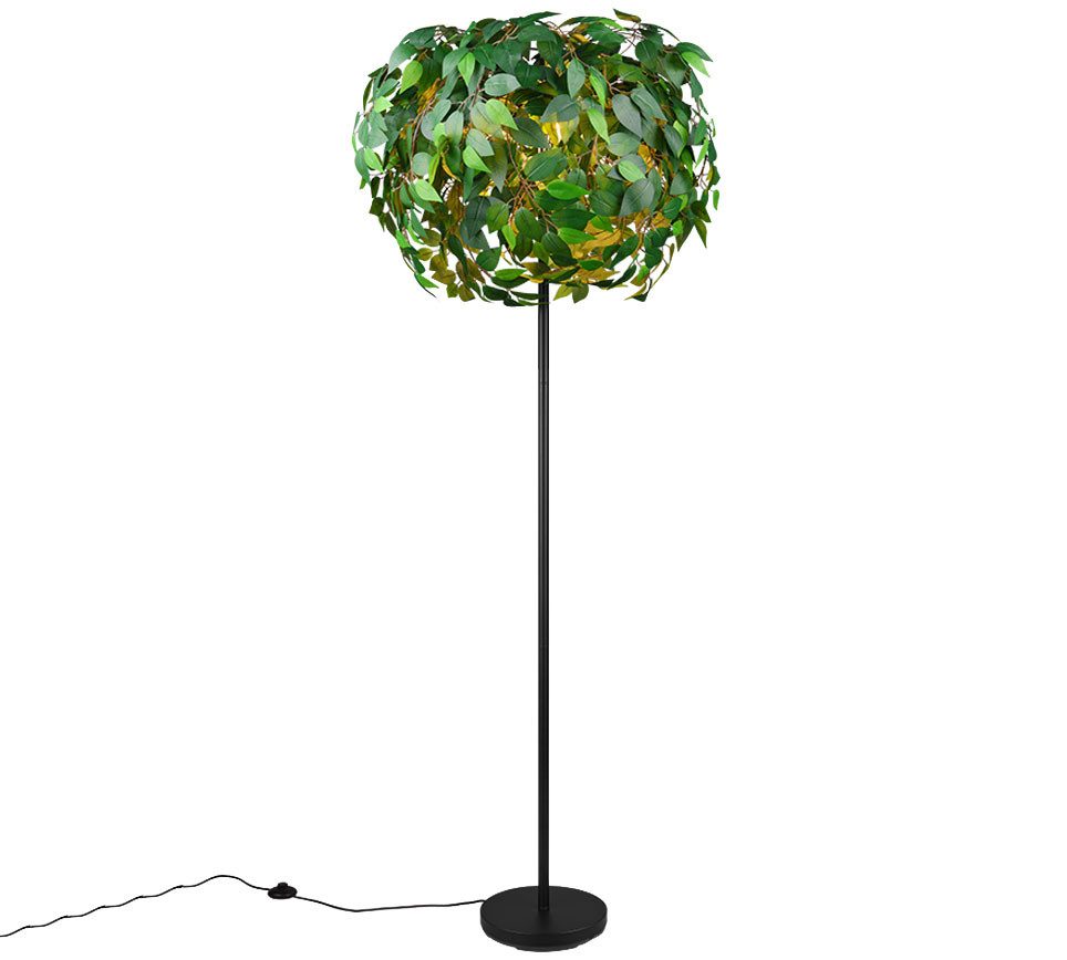 Reality Leuchten Stehlampe, Leuchtmittel nicht inklusive, Stehleuchte Wohnzimmerlampe 3 Flammig Blätter-Design grün E14 H 180 cm