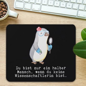 Mr. & Mrs. Panda Mauspad Wissenschaftlerin Herz - Schwarz - Geschenk, Mousepad, experimentell, (1-St), rutschfest