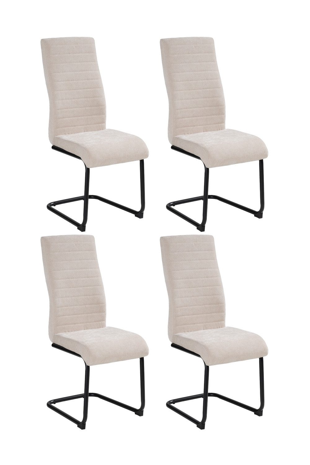 Home4You Freischwinger Schwingstuhl, Beige, Webstoff, Metallgestell, mit Quersteppung