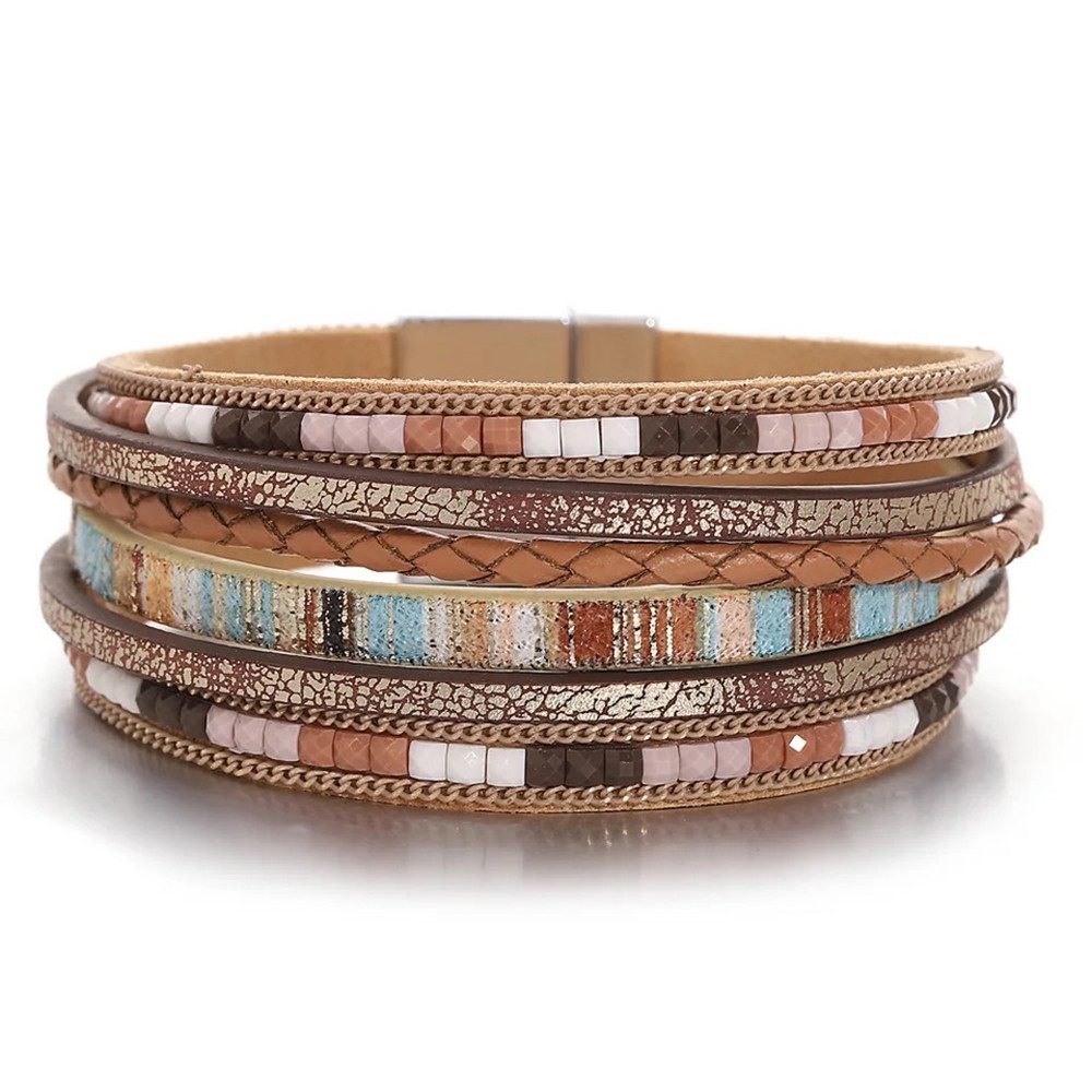 The Beauty House Lederarmband Boho mehrreihig Wrap Ledermanschettenarmban M günstig online kaufen