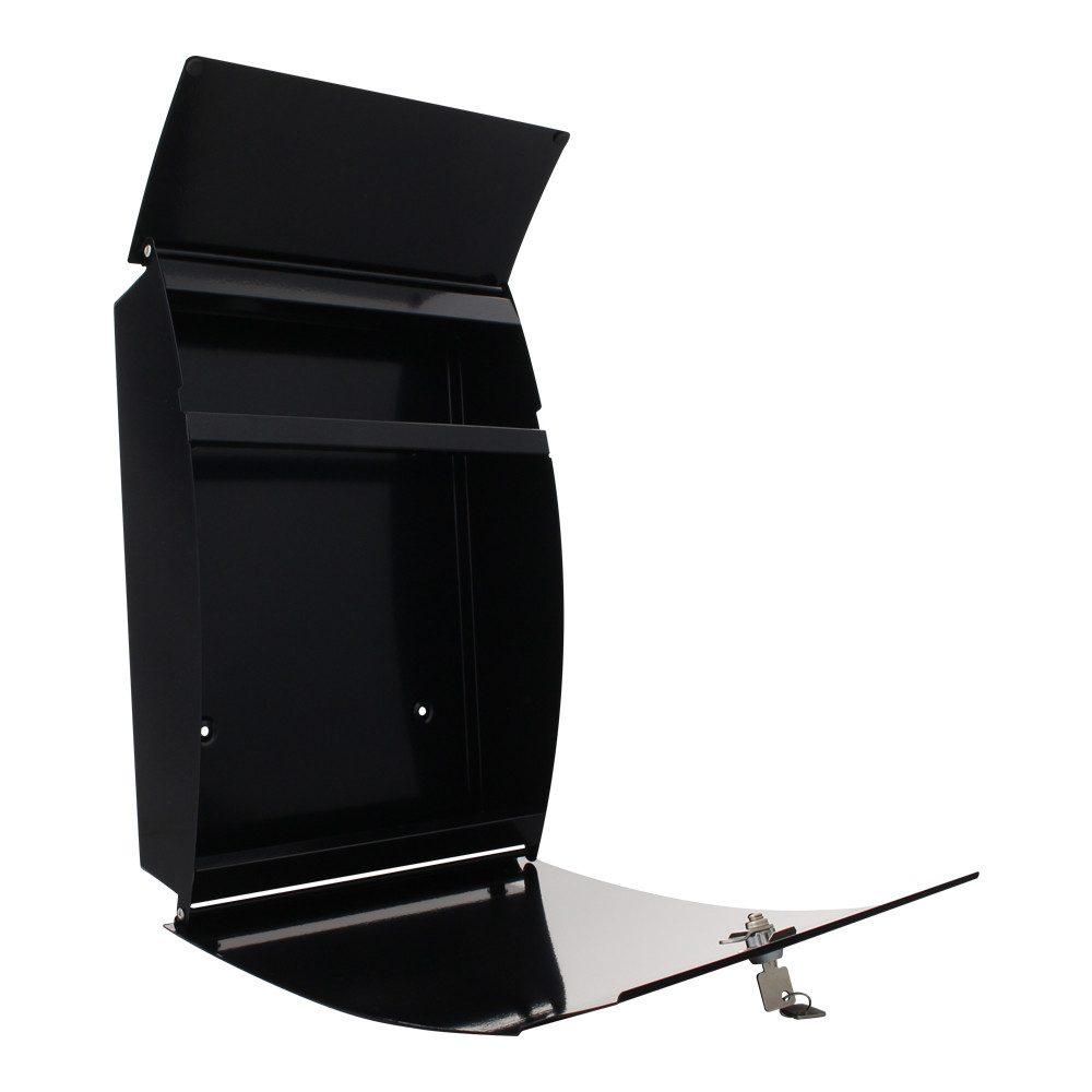 Profirst Wandbriefkasten Profirst Mail PM 130 Briefkasten (Schwarz, Stahl)