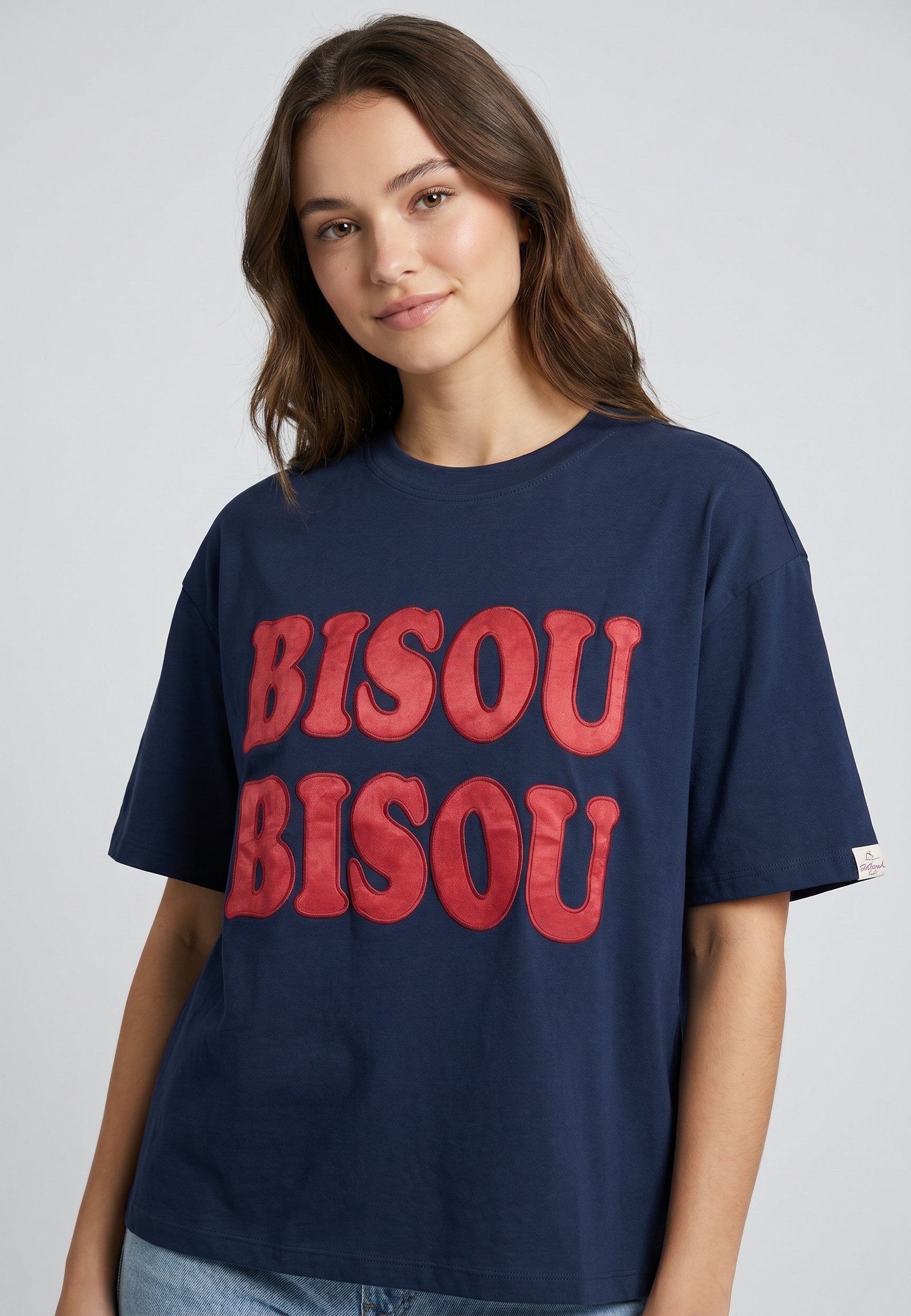 Eight2Nine T-Shirt Damen Baumwollshirt mit Applikation Oversized Fit, verschiedene Statements