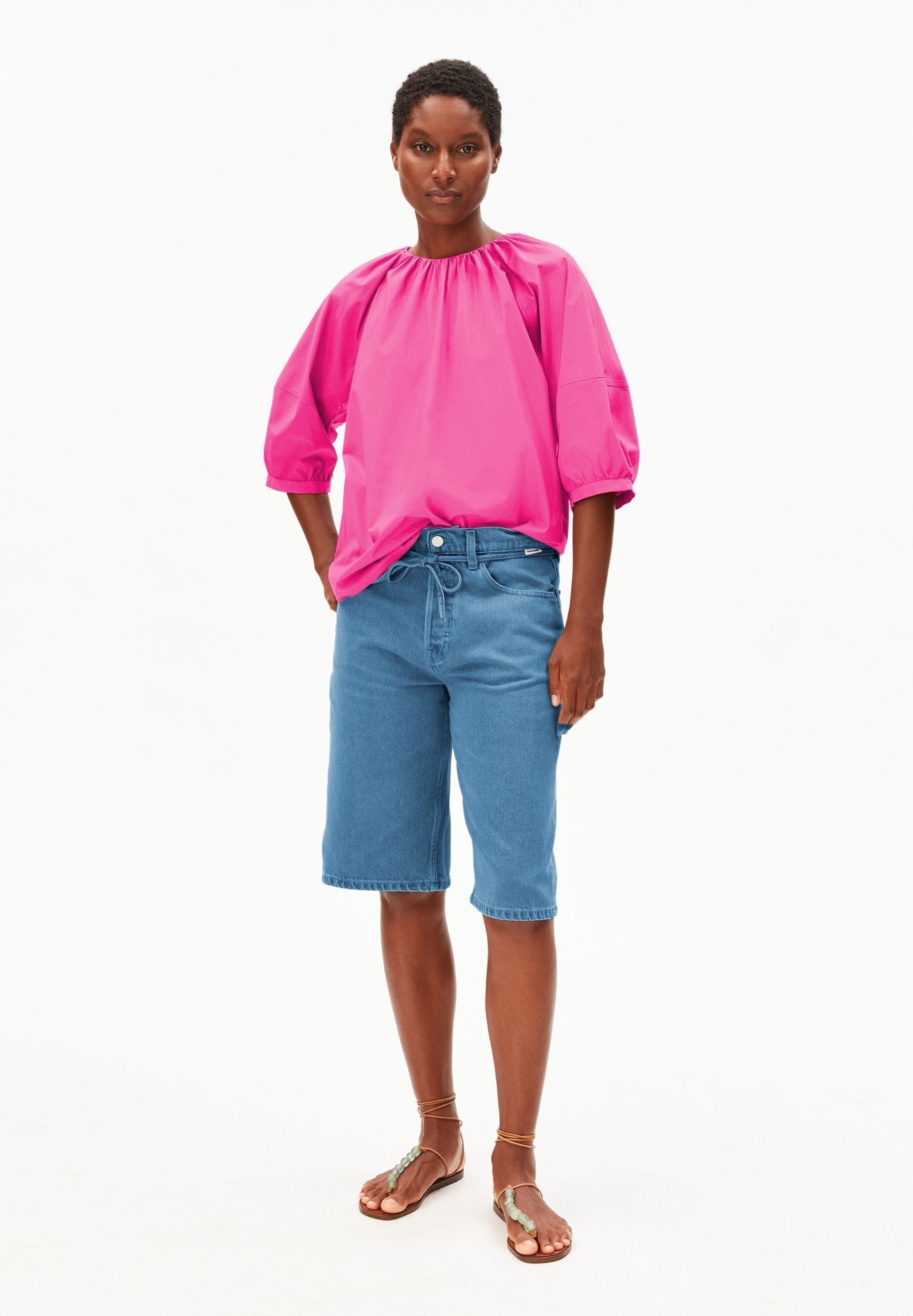 Armedangels Kurzarmbluse POPLIN BALLOON 100% Bio-Baumwolle Loose Fit günstig online kaufen