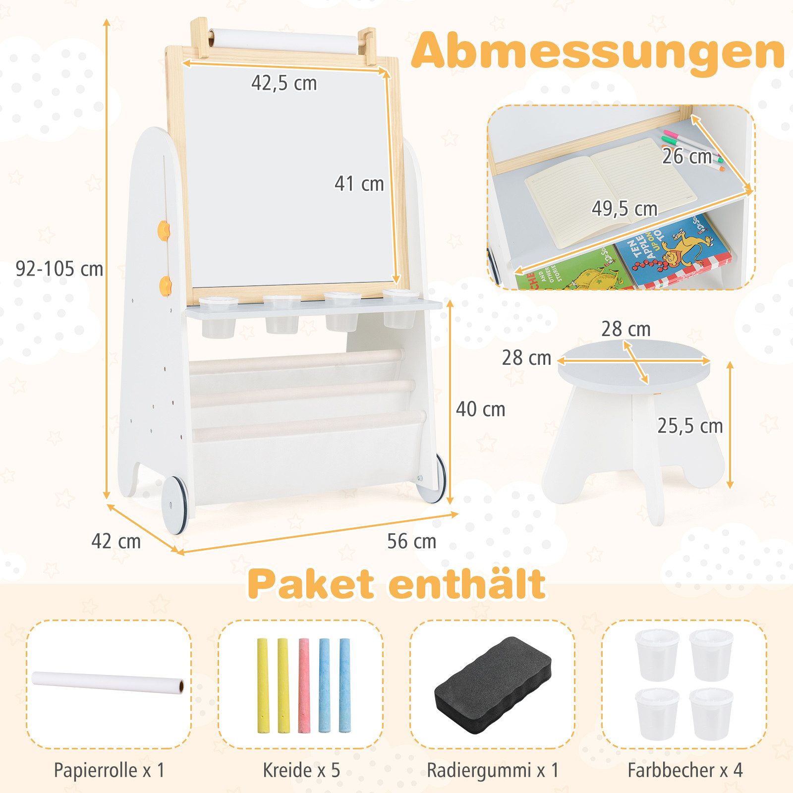 COSTWAY Standtafel, 4 in 1 Kinder Staffelei mit mit Magnettafel günstig online kaufen
