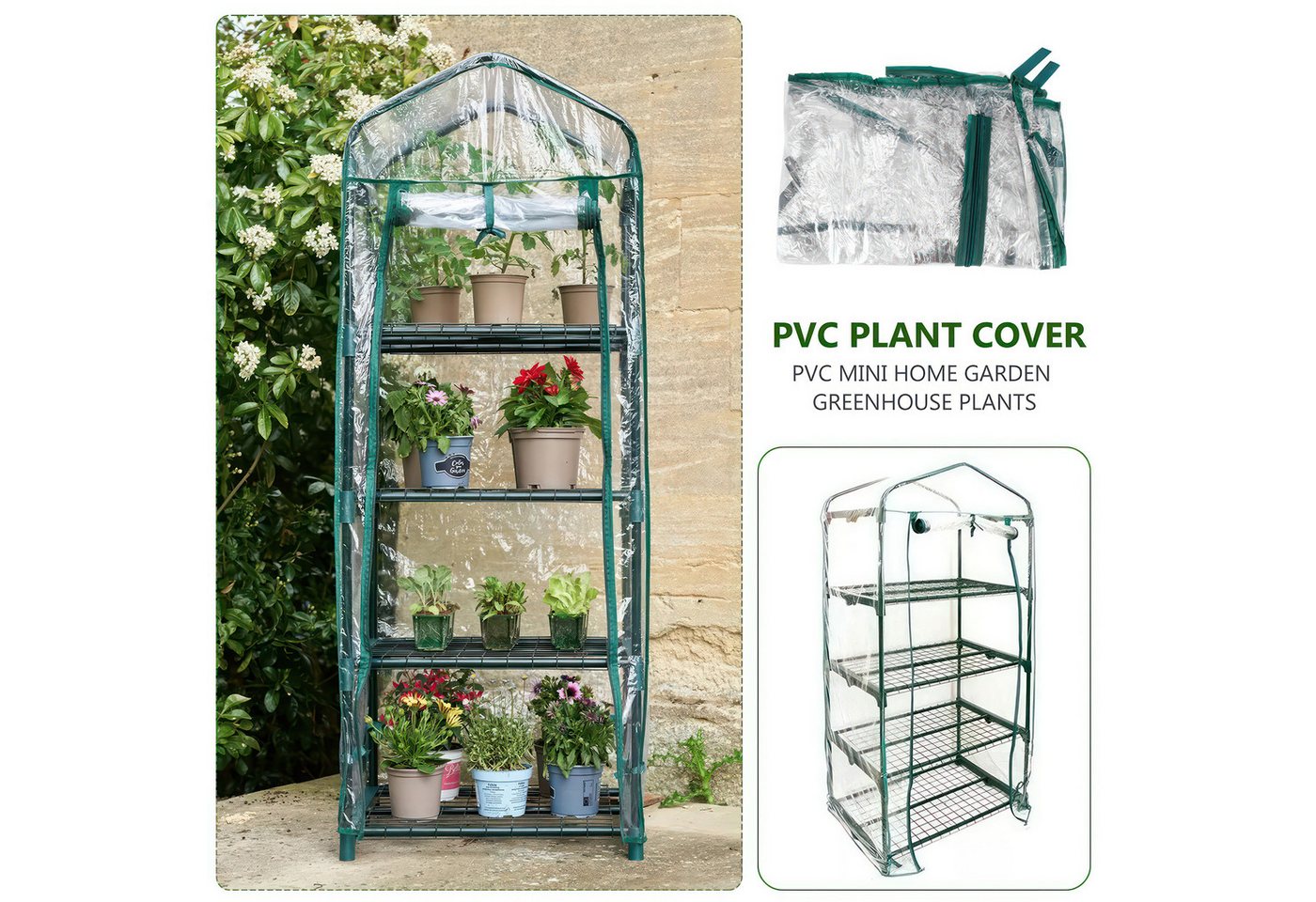 Thumbnail - BlingBin Foliengewächshaus Ersatzabdeckung für Gewächshaus PVC-Gewächshausabdeckung für Garten, BxTxH: 69 x 49 x 155 cm,...