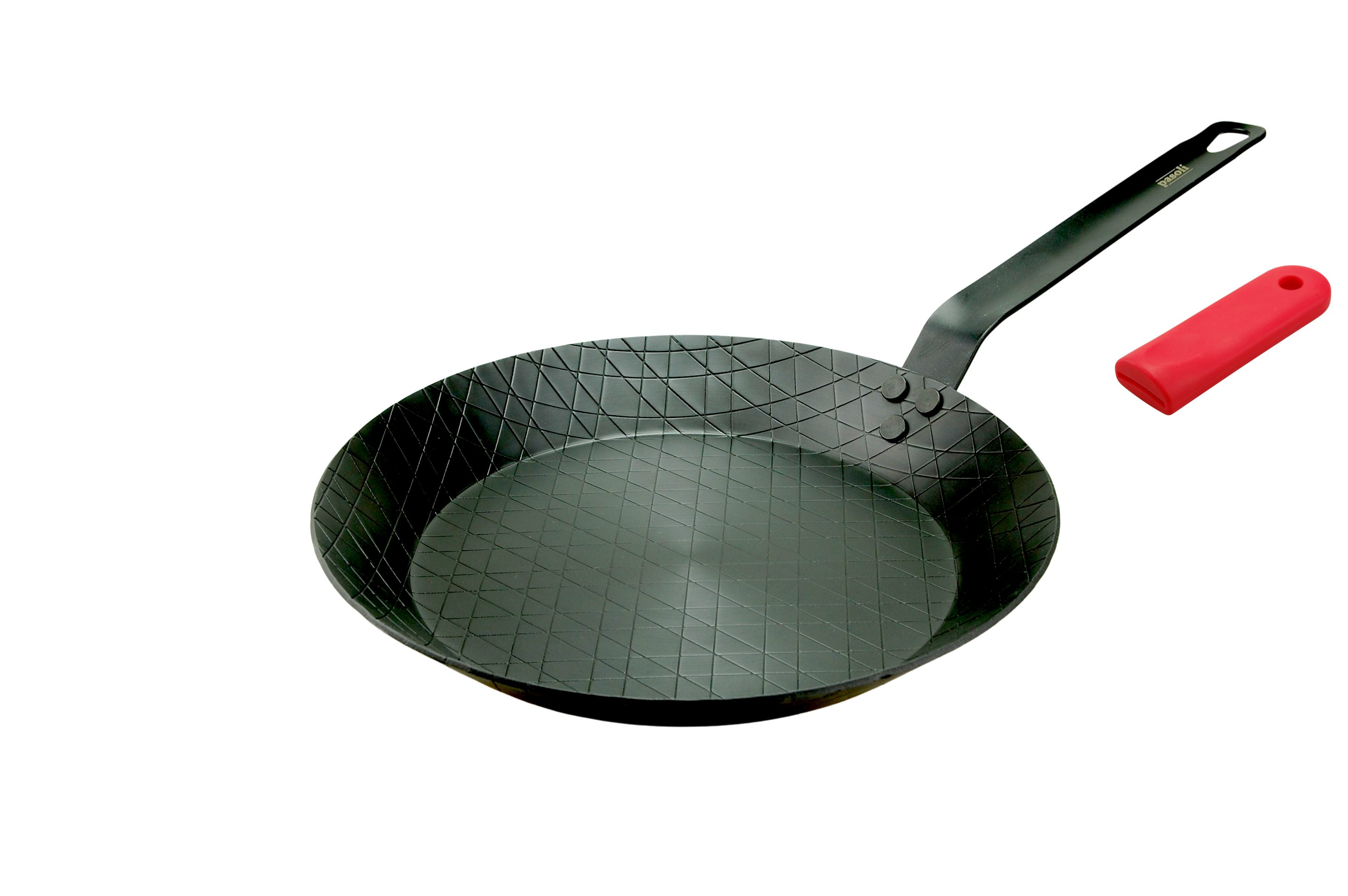 pasoli Steakpfanne voreingebrannt inkl. Griffschutz, Carbonstahl, Induktion, Durchmesser 28cm