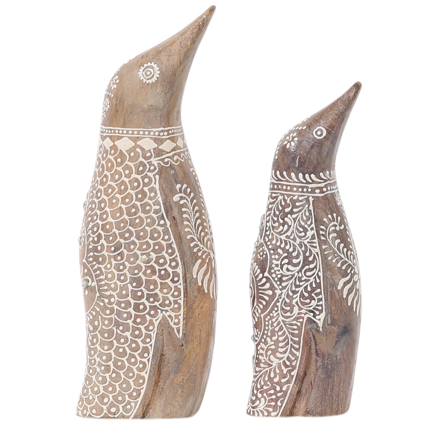 Dekofigur 2er Set Boho Deko Dekoobjekt Tierfigur aus Holz Pinguin