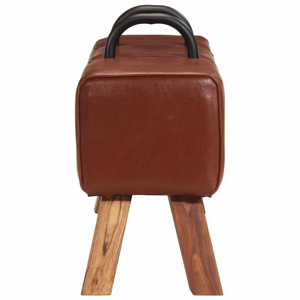 vidaXL Sitzbank Vintage Turnbock-Bank mit Griffen Echtes Ziegenleder