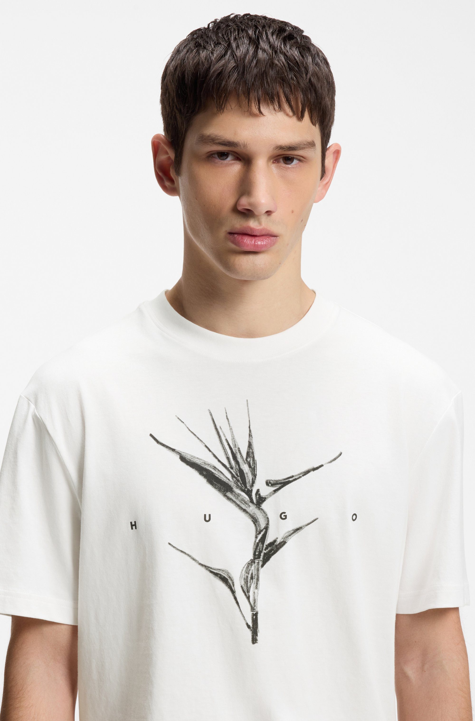 HUGO T-Shirt Darise Reine Baumwolle, Relaxed Fit, HUGO-Print