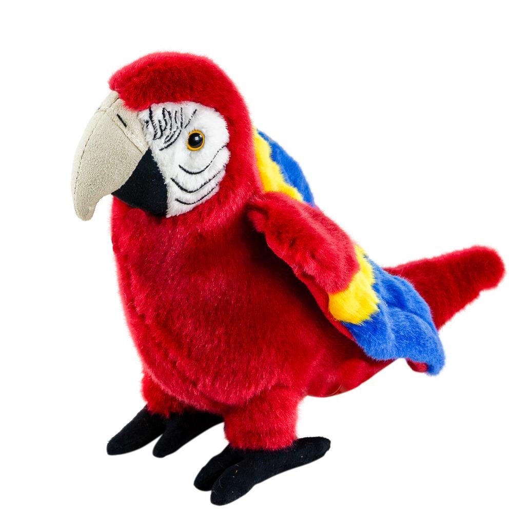 Teddys Rothenburg Kuscheltier Papagei rot 24 cm stehend Plüschvogel (Papagei rot 24 cm Aras/Macaw Vögel Plüschpapagei Stoffpapagei, Stofftiere)