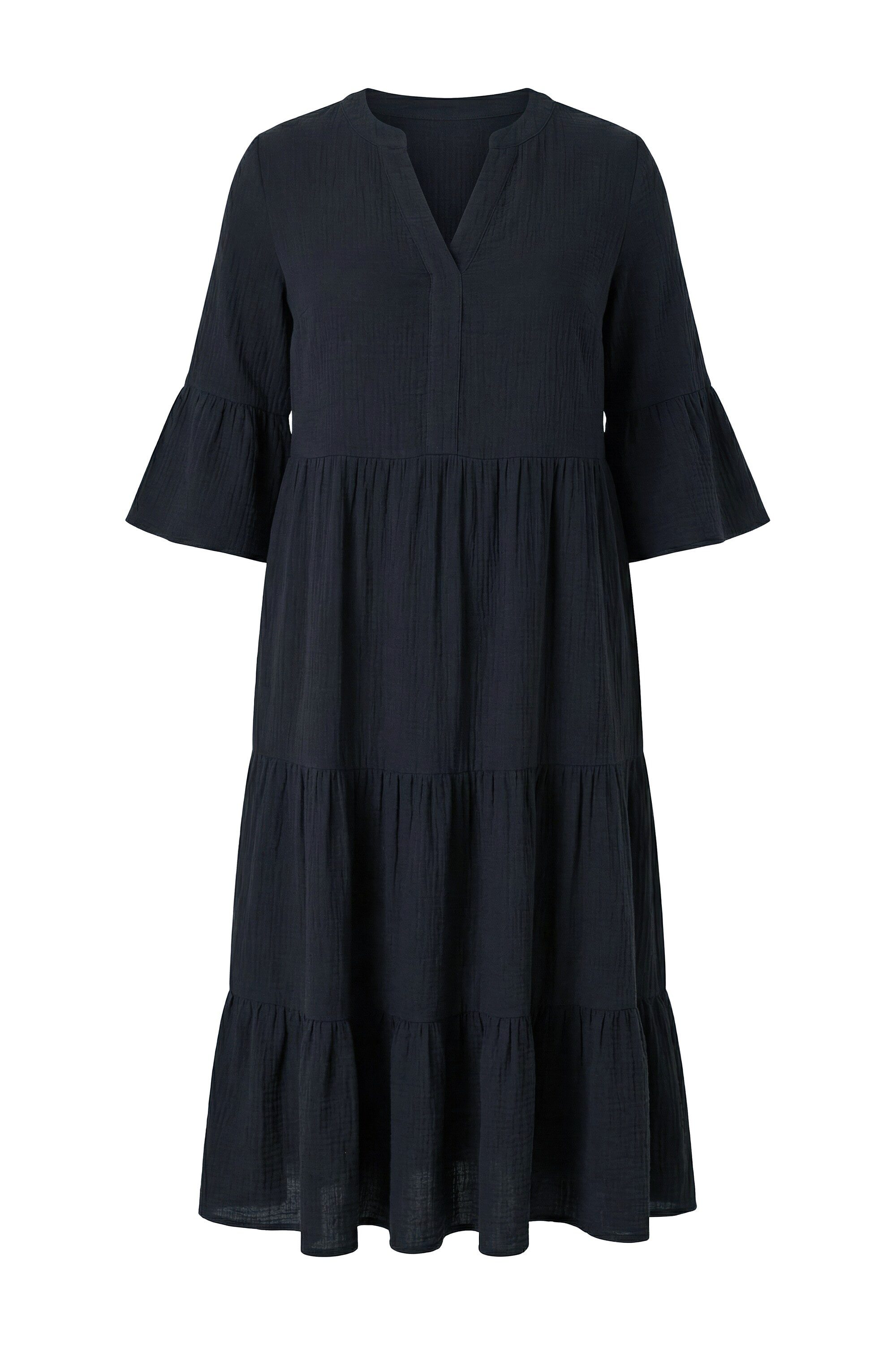 Studio Untold Maxikleid Maxikleid A-Line Musselin Stehkragen Volants günstig online kaufen
