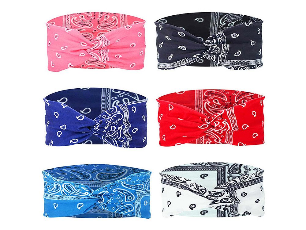 FIDDY Haarband Stirnbänder für Damen, 6er-Pack, Stirnband, Sommer, breit, elastisch, 6-tlg.