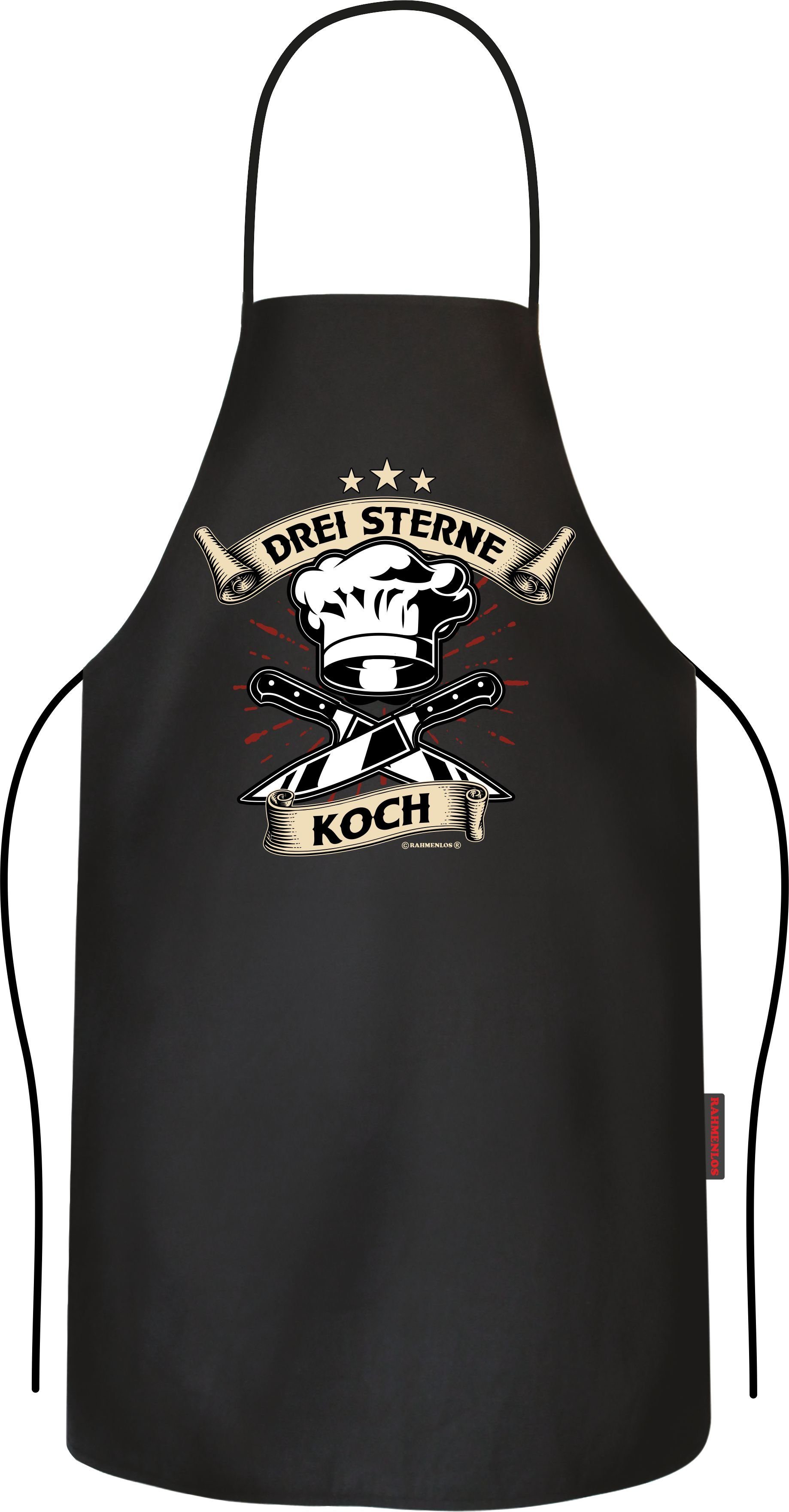 Grillschürze Kochschürze Küchenschürze für Männer: Drei Sterne Koch