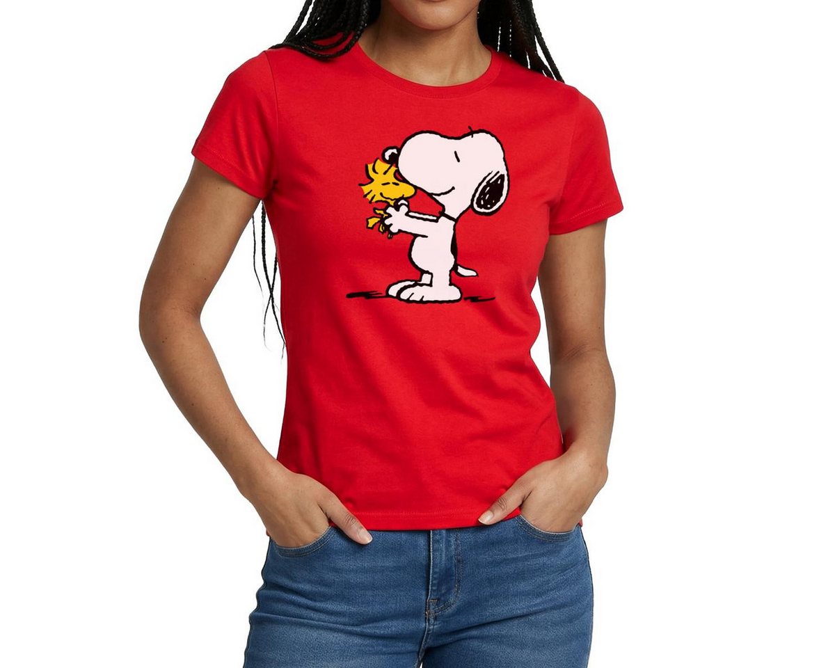 Spreadshirt T-Shirt Peanuts Snoopy Und Woodstock Frauen T-Shirt (1-tlg) Slim Fit, fällt klein aus