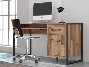 Moebel-Eins Schreibtisch, HANIKA Schreibtisch, Material Dekorspanplatte, eichefarbig