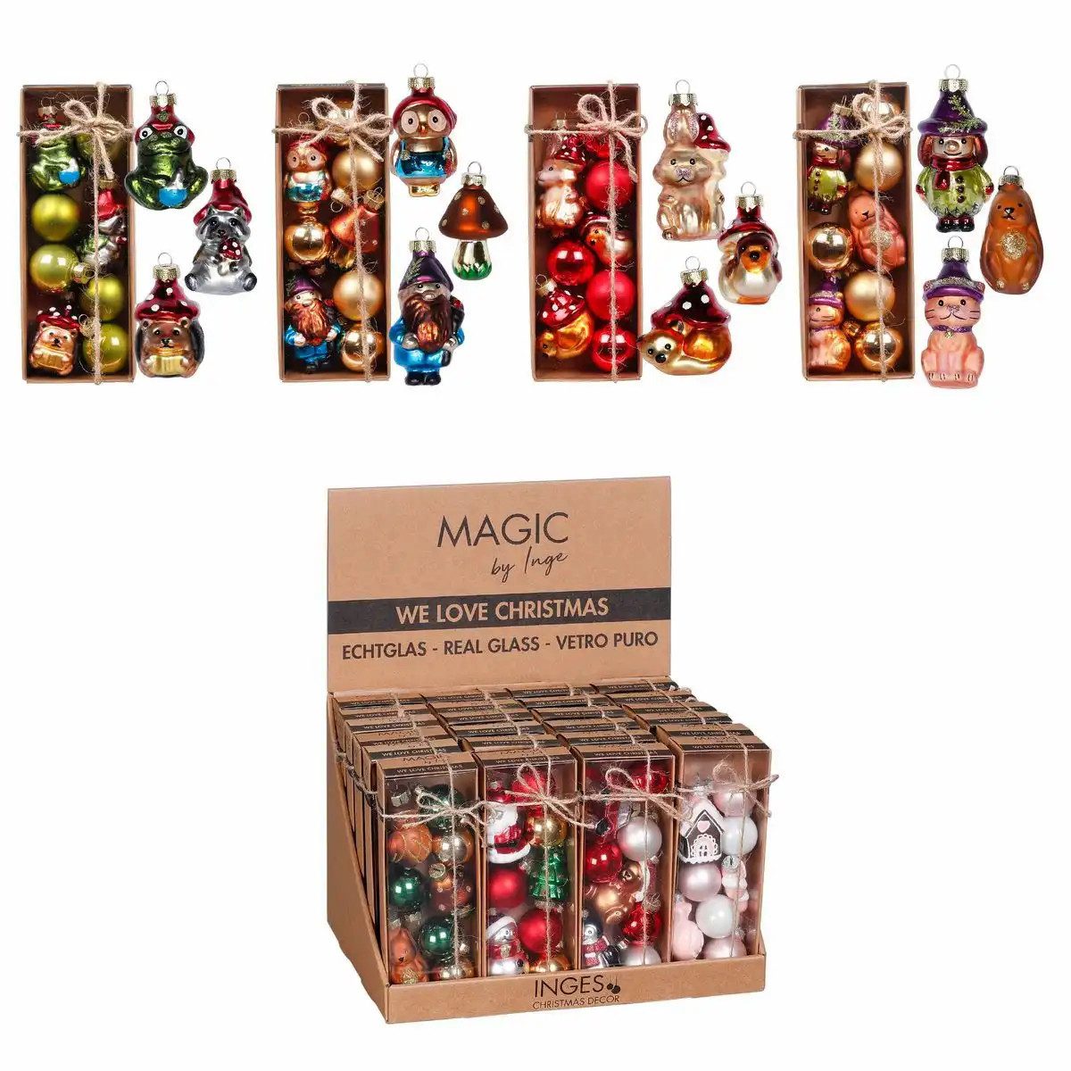 Thüringer Glasdesign Dekoobjekt Christbaumhänger Glas 3-7cm 8 Stk. sortiert