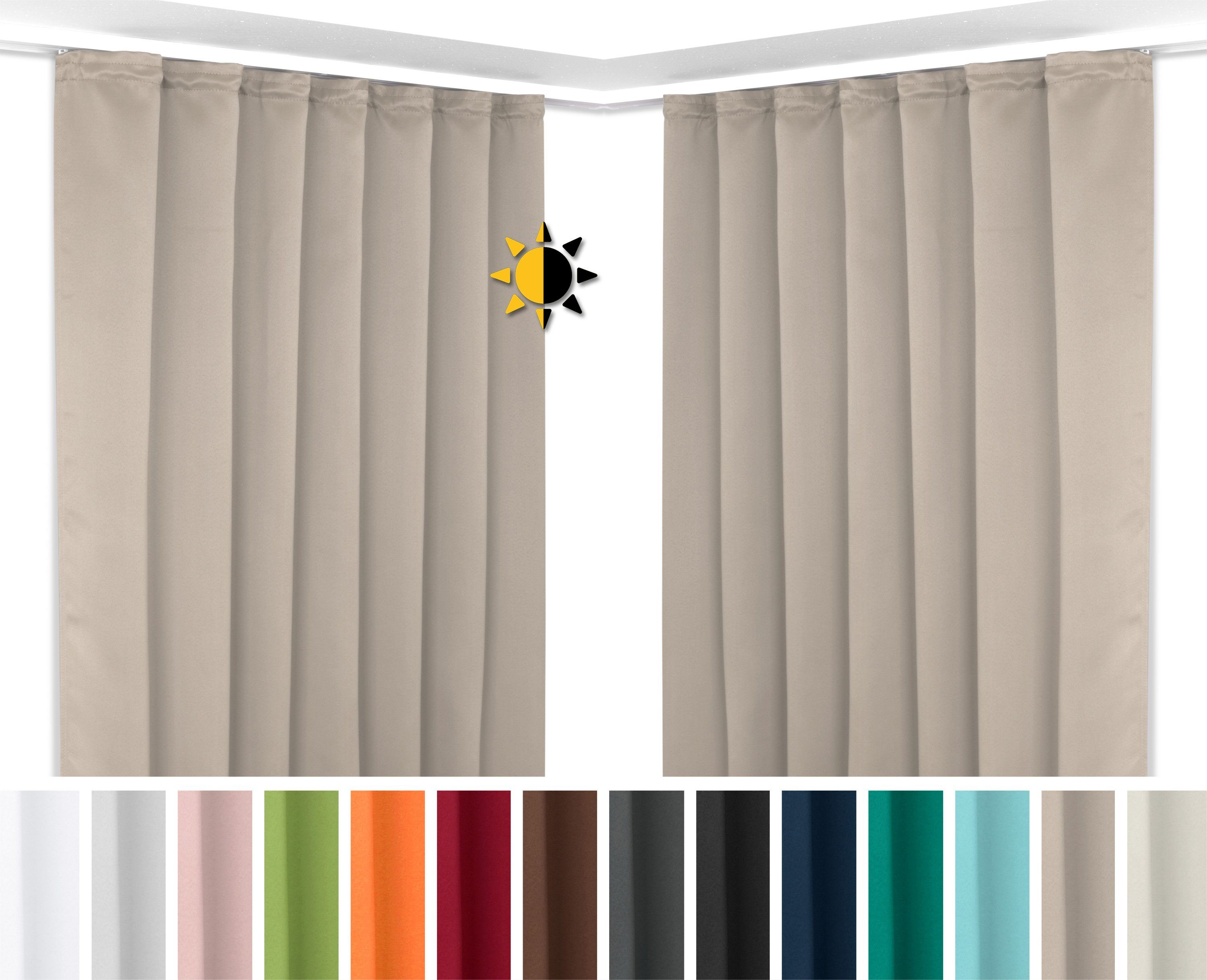 Beautex Verdunkelungsvorhang 2er Set Verdunkelungsgardine mit U-Band, Black günstig online kaufen