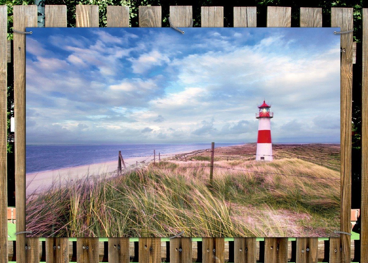 Thumbnail - Wallario Sichtschutzzaunmatten Leuchtturm am Strand von Sylt