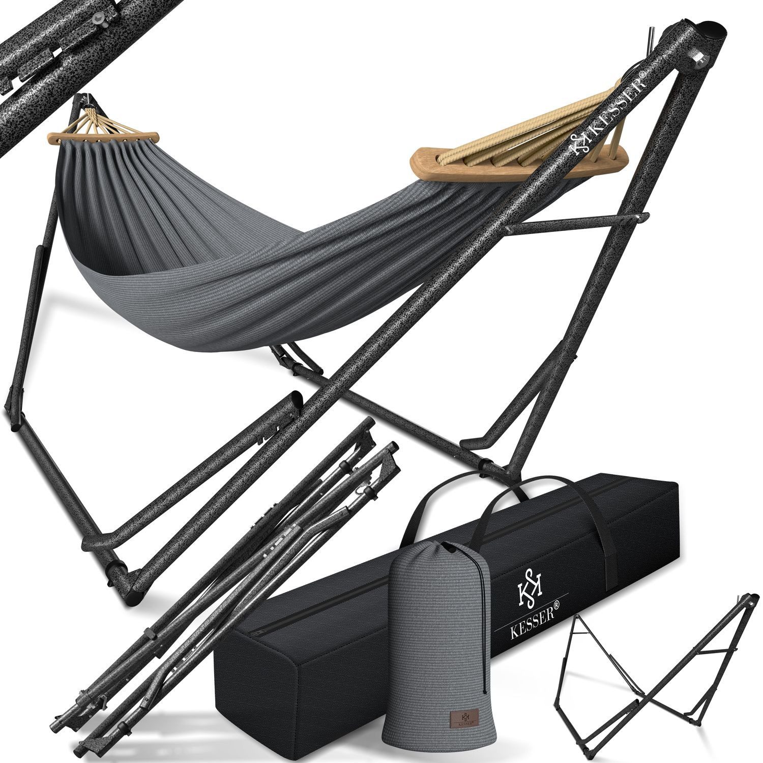 KESSER Hängematte, Hängematte Vill mit Gestell Metall Faltbar verstellbar S günstig online kaufen