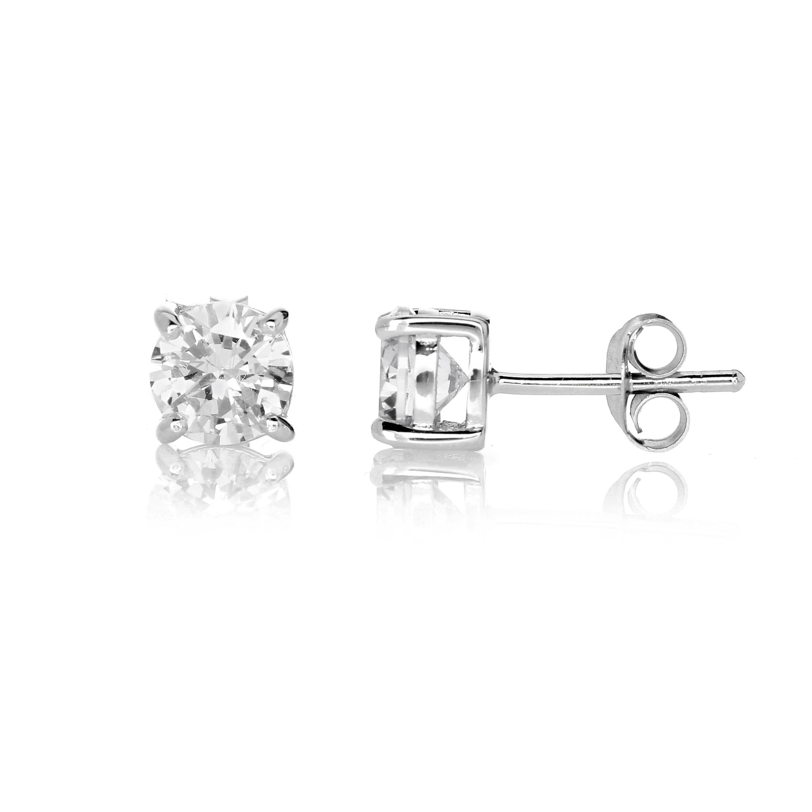 Karisma Schmuck Paar Ohrstecker Silber 925 rhodiniert Rund Premium Zirkonia Diamant