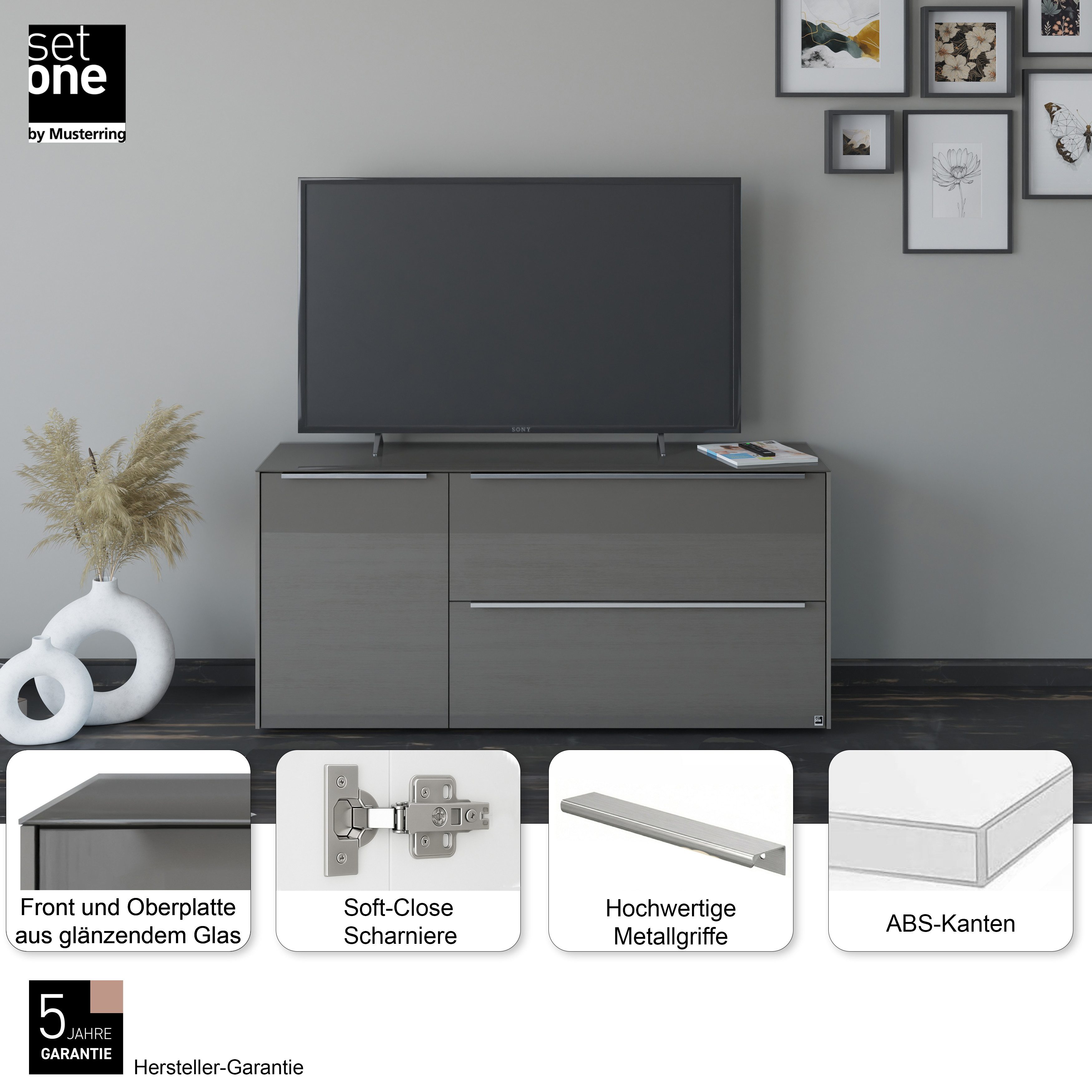 set one by Musterring Lowboard Reno (1 St), Mit Gleitern und in verschiedenen Farben erhältlich