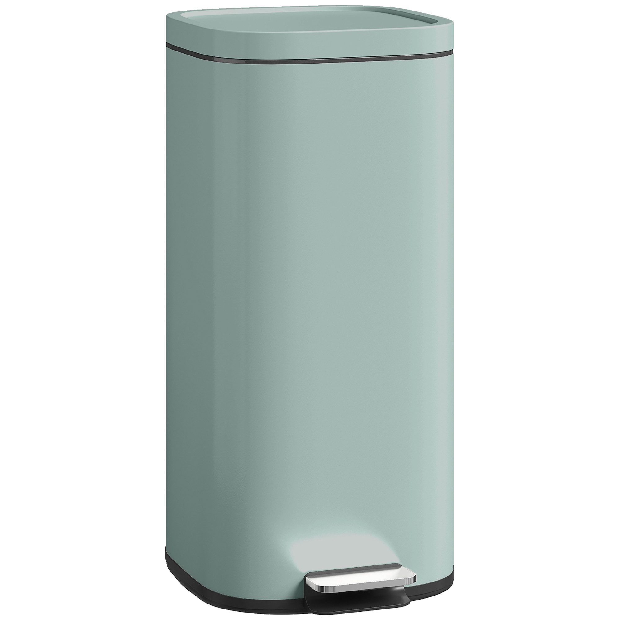 HOMCOM Mülleimer Kompakter Abfalleimer Pedaleimer mit Inneneimer, Soft-Close, Offenhalte-Funktion, 30L