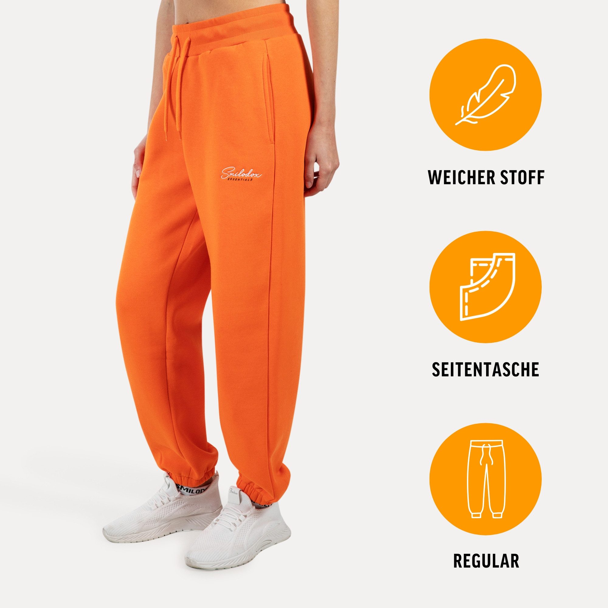 Smilodox Jogginghose Enara, Regular Fit Sweathose mit Seitentaschen, Elastischer Bund mit Tunnelzug Dezentes Stick-Logo Bequeme Freizeithose Sport Freizeit