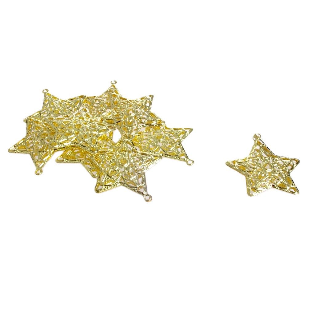 Deko AS Christbaumschmuck Metallsterne zum Hängen - gold - 6 cm - 12 Stück - 92016 20, filigran