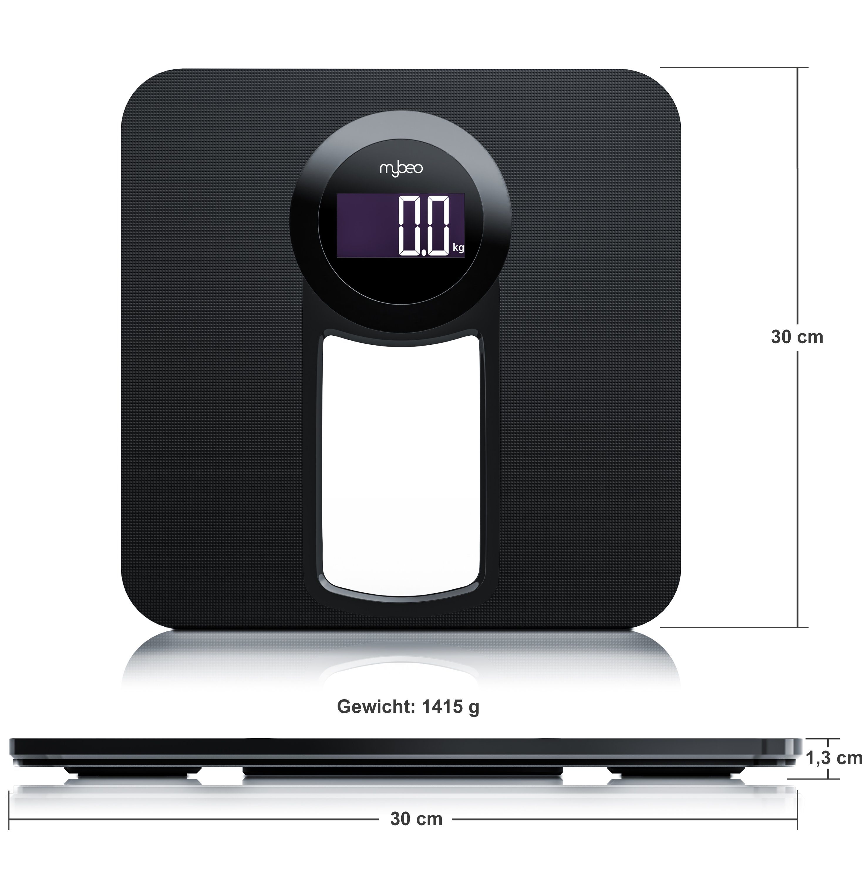 MyBeo Personenwaage Digitale Körperwaage, Badezimmer Waage, 6 mm Sicherheitsglas, 1-tlg., gut ablesbares LCD-Display, sicherer Stand, schlankes Design – Bild 3 von 5