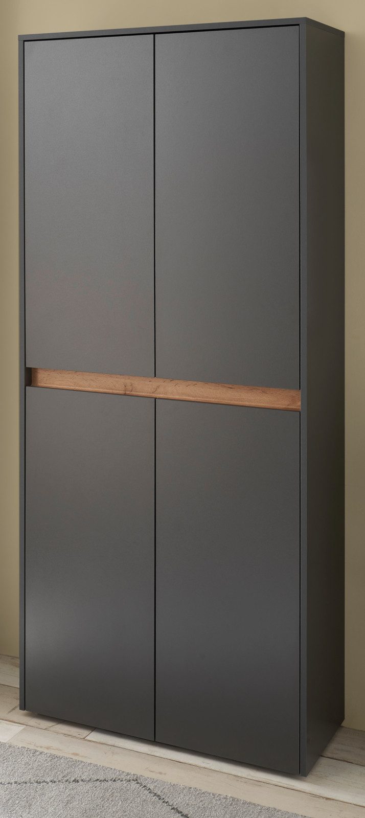 Furn.Design Schuhschrank Center (XXL Flurschrank in grau mit Wotan Eiche, 4-türig, 85 x 195 cm) mit extra viel Stauraum