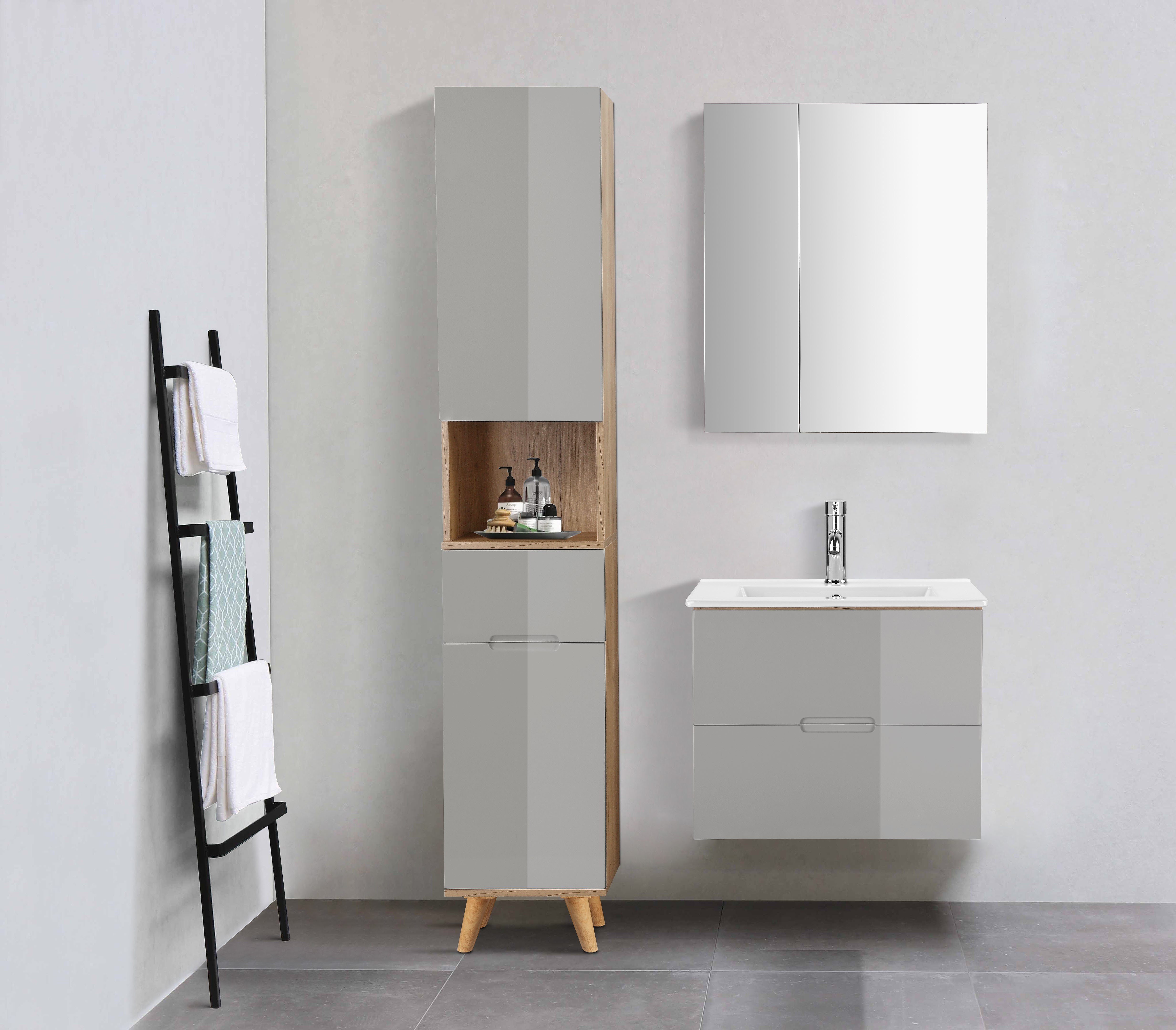 welltime Badmöbel-Set Lund Badmöbel Set Badschrank günstig online kaufen
