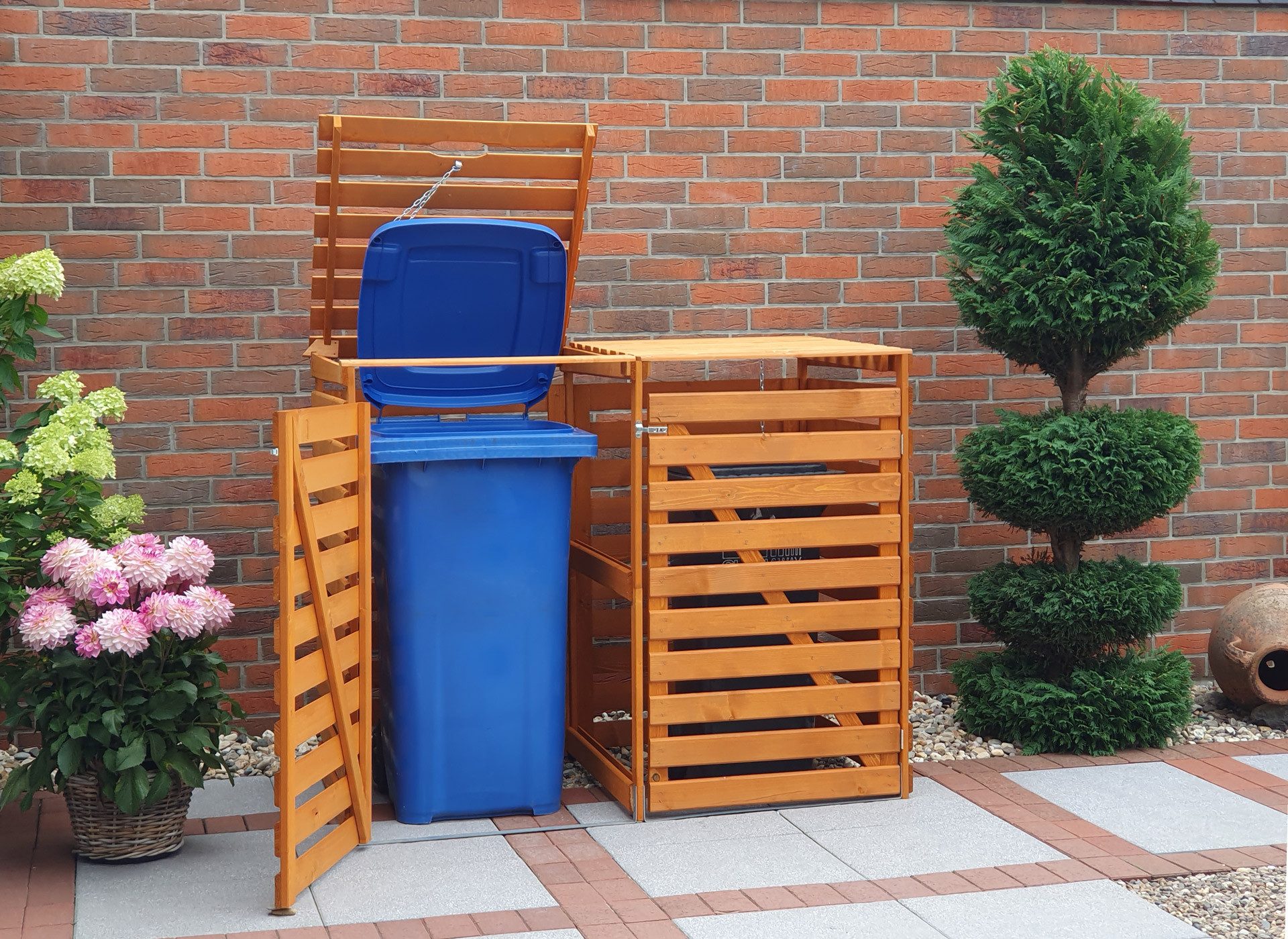 promadino Mülltonnenbox Vario V, für 2 x 240 l, braun
