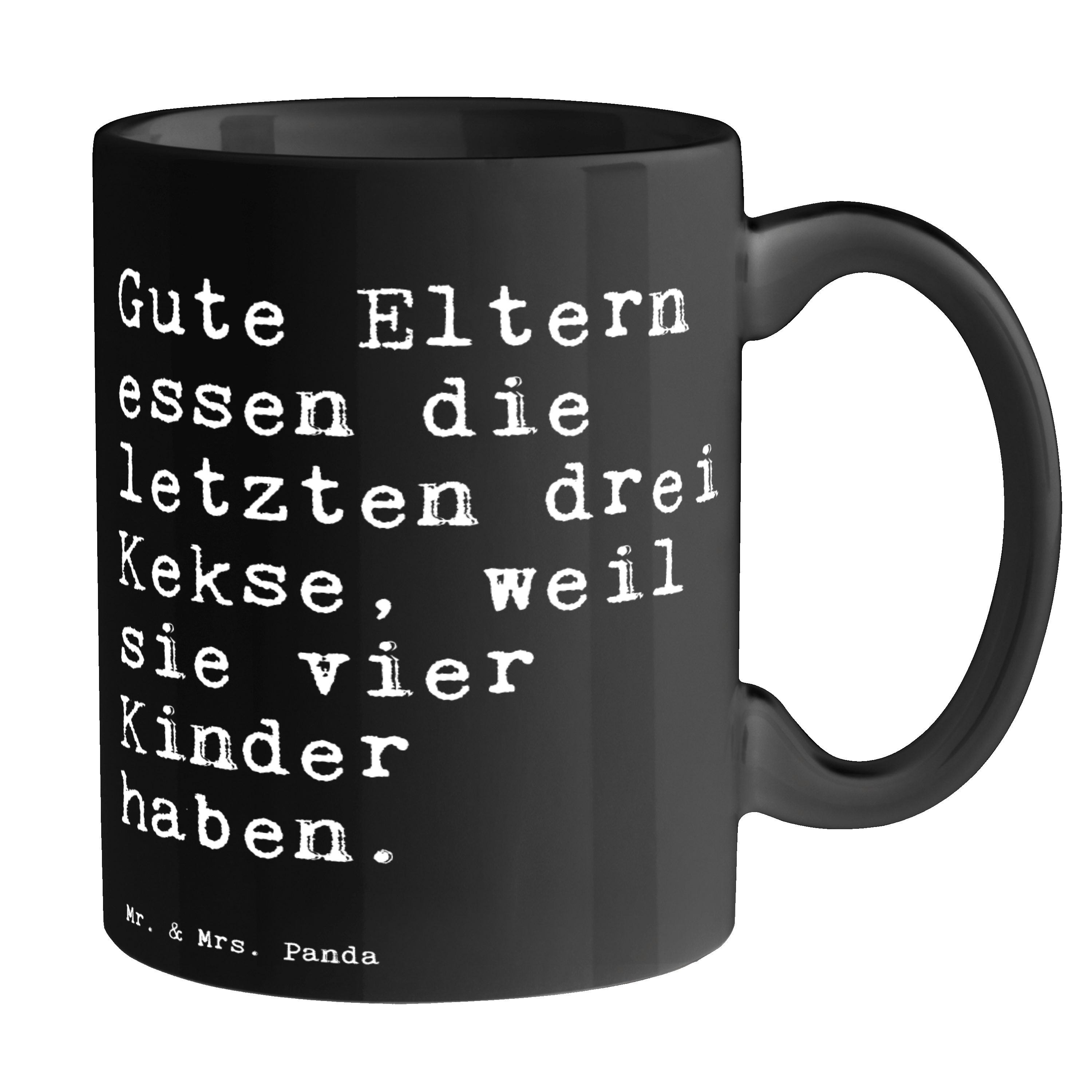 Mr. & Mrs. Panda Tasse »Gute Eltern essen die... Schwarz Geschenk