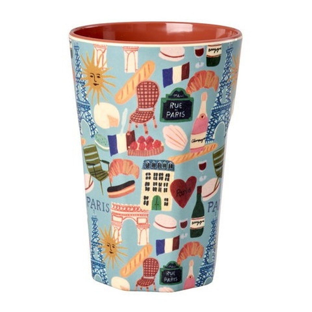 rice Becher Trinkbecher Paris Mon Amour Groß, 400 ml, Melamin, rostorange