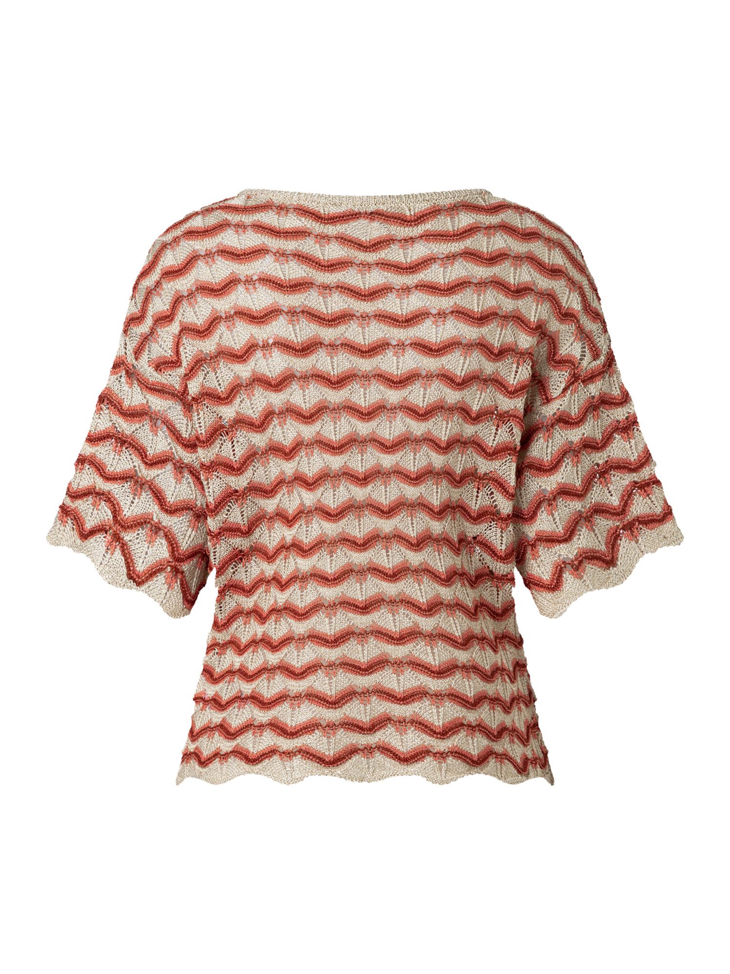 MORE&MORE Rundhalspullover leichter, gestreifter Ajour-Strickpullover günstig online kaufen