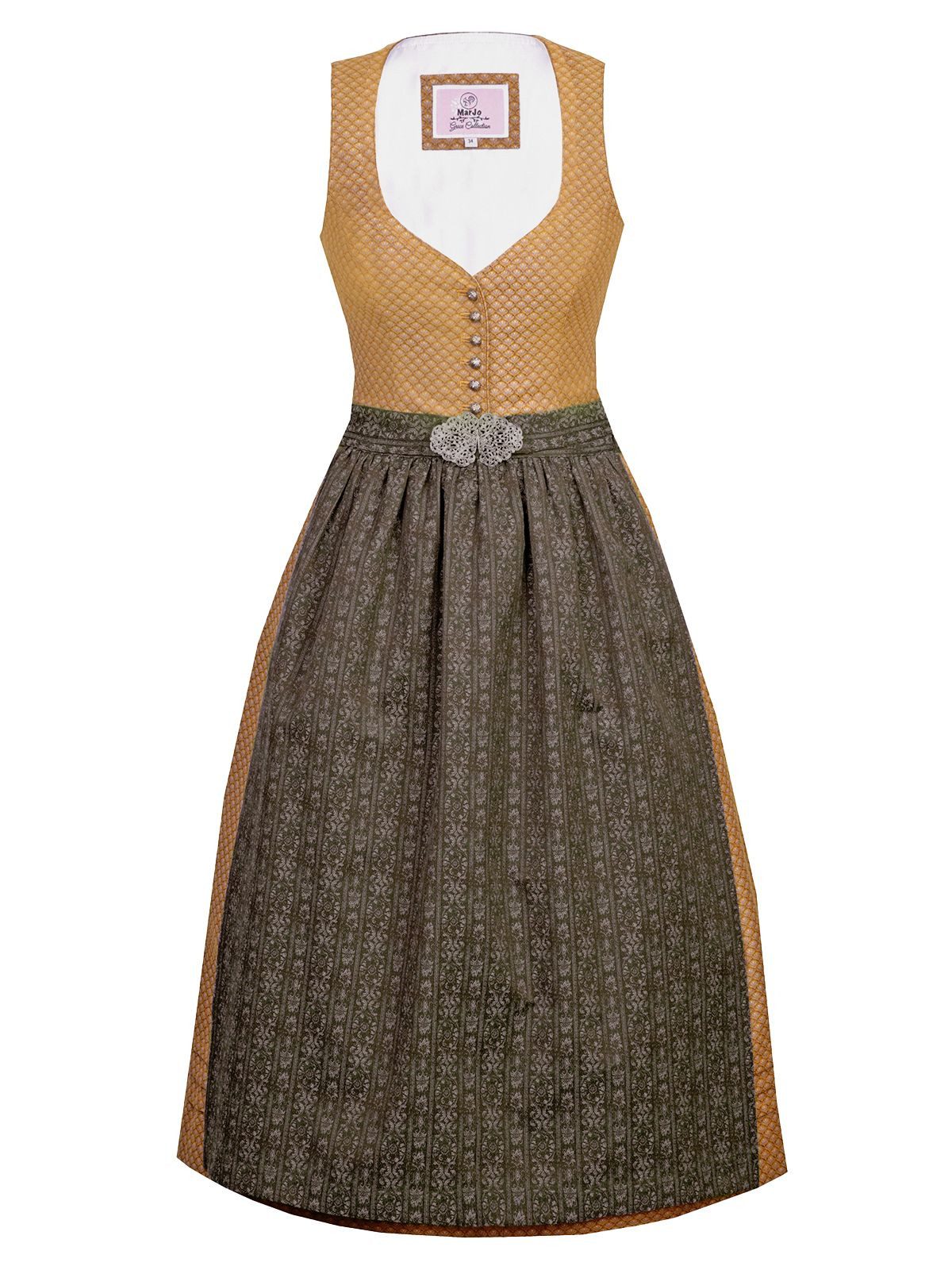 MARJO Dirndl Midi Dirndl 2tlg. 75cm SOPHIE kupfer moos mehr