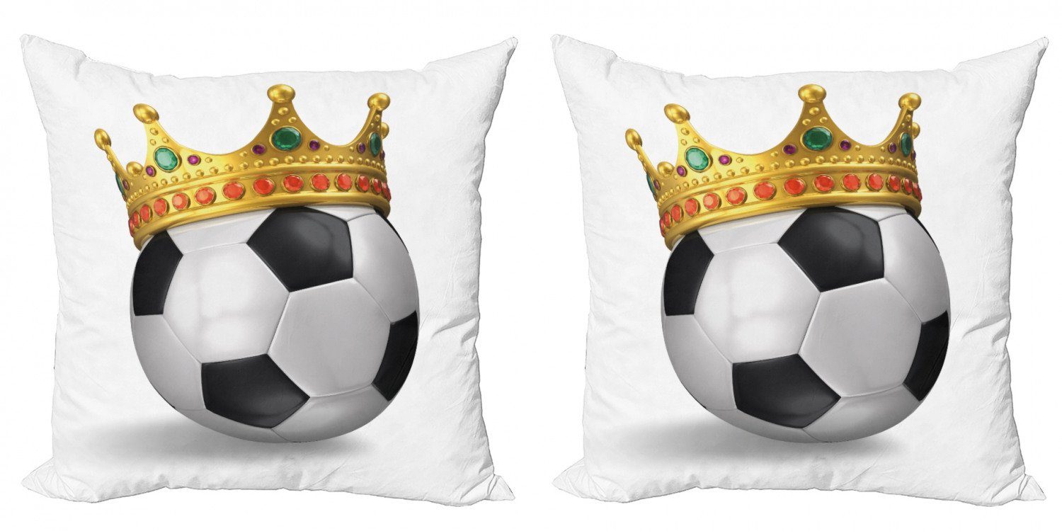 Kissenbezüge Modern Accent Doppelseitiger Digitaldruck, Abakuhaus (2 Stück), König Fußball-Fußball mit Krone | Kissenbezüge