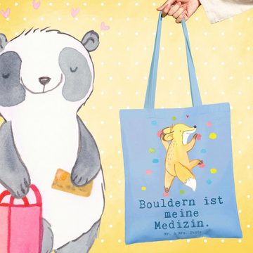 Mr. & Mrs. Panda Tragetasche Fuchs Bouldern - Sky Blue - Geschenk, Klettern, Beutel, Stoffbeutel, (1-tlg), Lange Tragegriffe