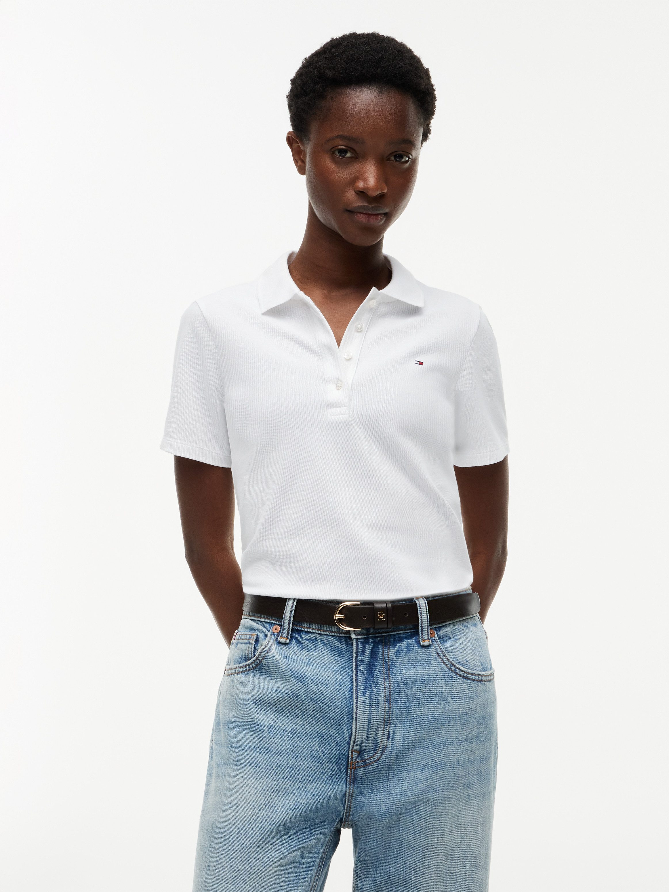 Tommy Hilfiger Poloshirt 1985 SLIM PIQUE POLO SHORT SLEEVE mit Tommy Hilfiger Logo-Flag